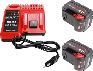 Replace 2pcs 18V 5000mAh Milwaukee Battery 48-11-1828 48-11-1840 C18B M18BX Li18(OEM) M18B4 M18 XC mit Milwaukee Charger m18 48-59-1812 48-59-1800 7 20-22 59-1806 48-59-1840 2710-20