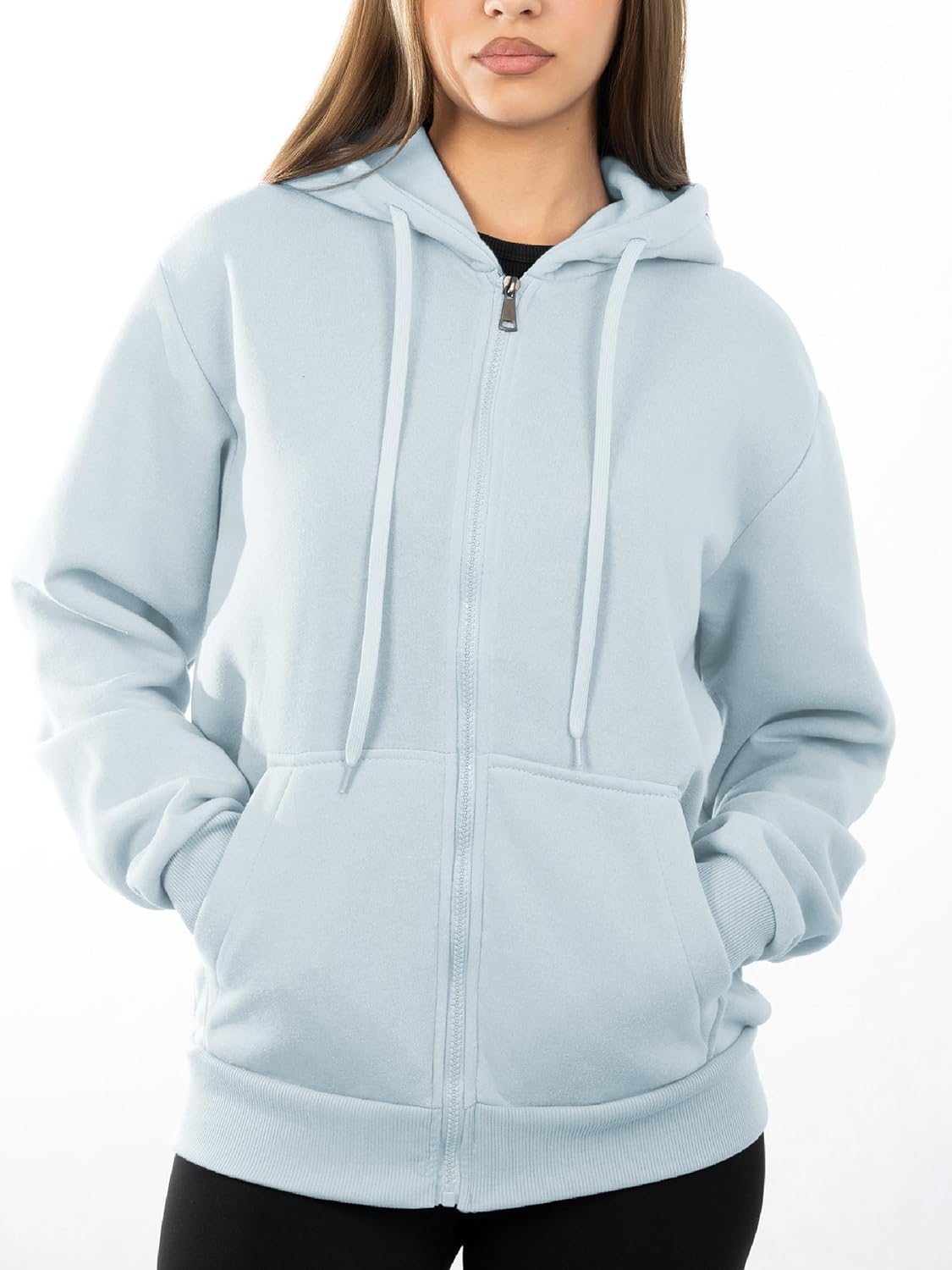 Oversized Zip Up Hoodie for Women, Soft Fleece Cotton Blend, Cozy Full Zip Sweatshirt - Image 2