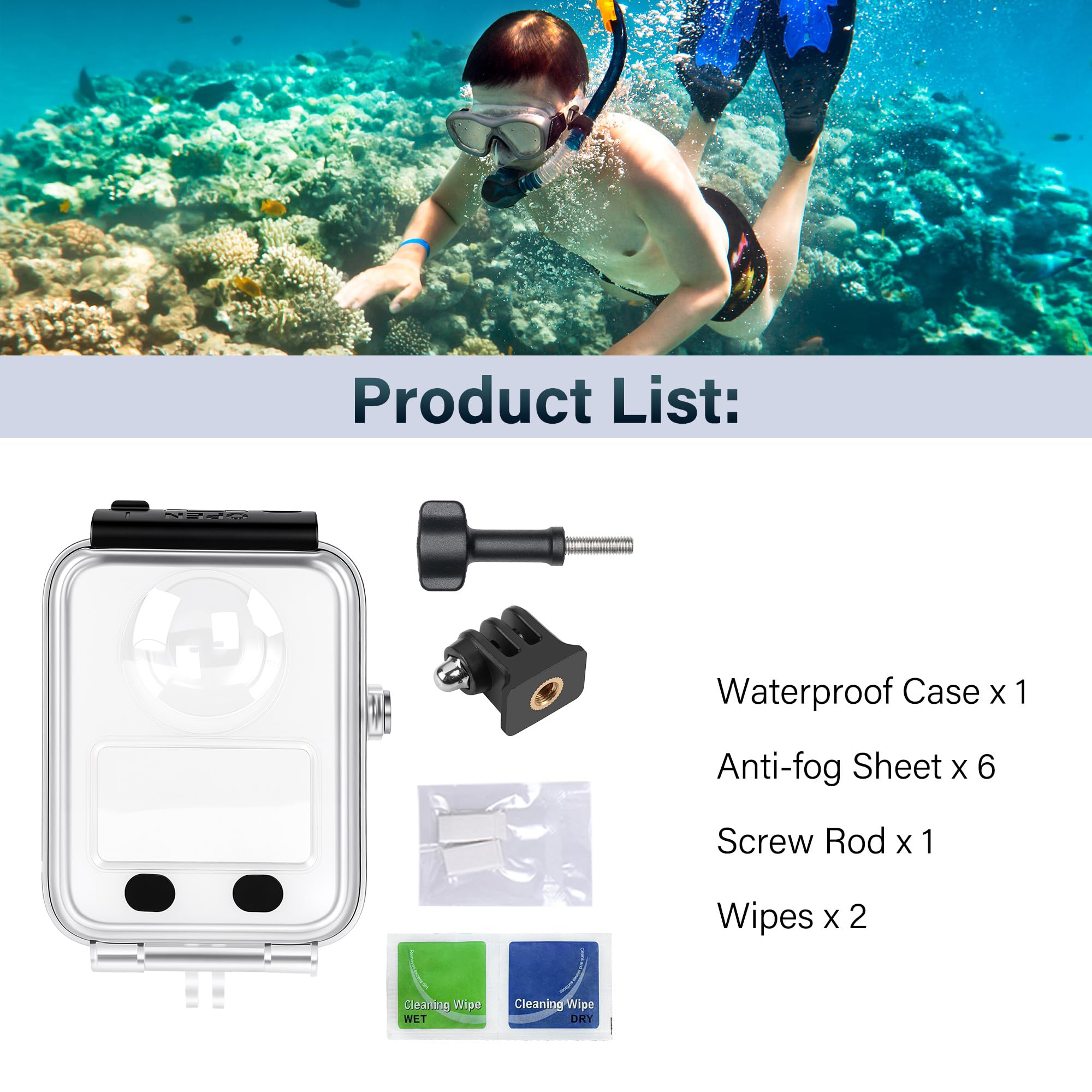 Walking Way Custodia Impermeabile per DJI Osmo 360, Alloggiamento per Fotocamera Subacquea Touch-Screen Anti-Appannamento, Immersioni Profonde fino 45m Supporto Sgancio Rapido, Accessori a Vite
