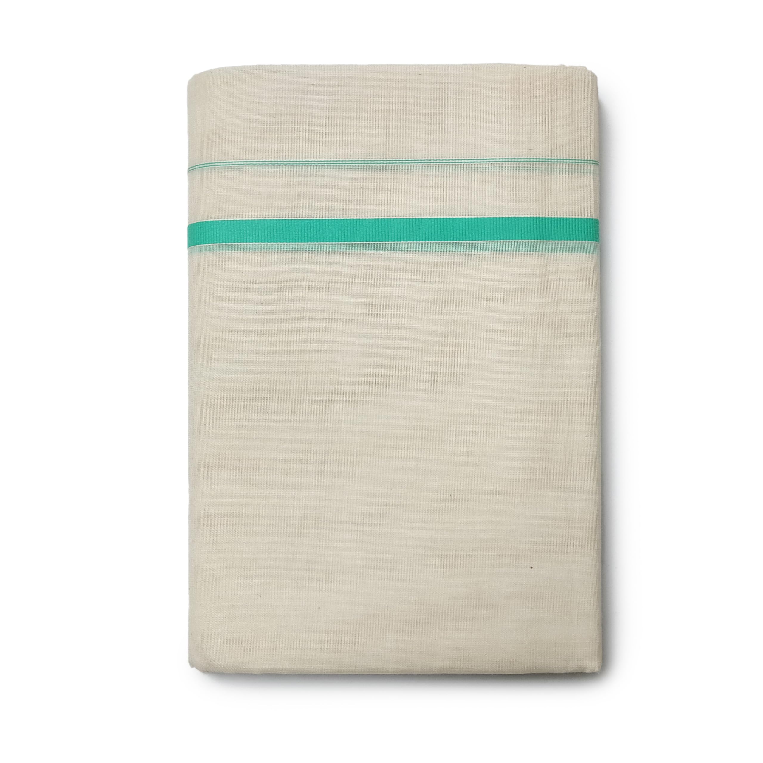 VAIRAVAA 100% COTTON 1/2" INCH 4.00METER CREAM WITH MINT COLOUR MENS DOUBLE DHOTI-image-24