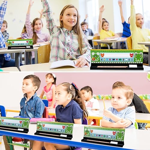 Miniatura 7 de Soporte para placas de identificación para escritorio, autoadhesivo y extraíble, soporte para placa de identificación con soporte para bolígrafo,