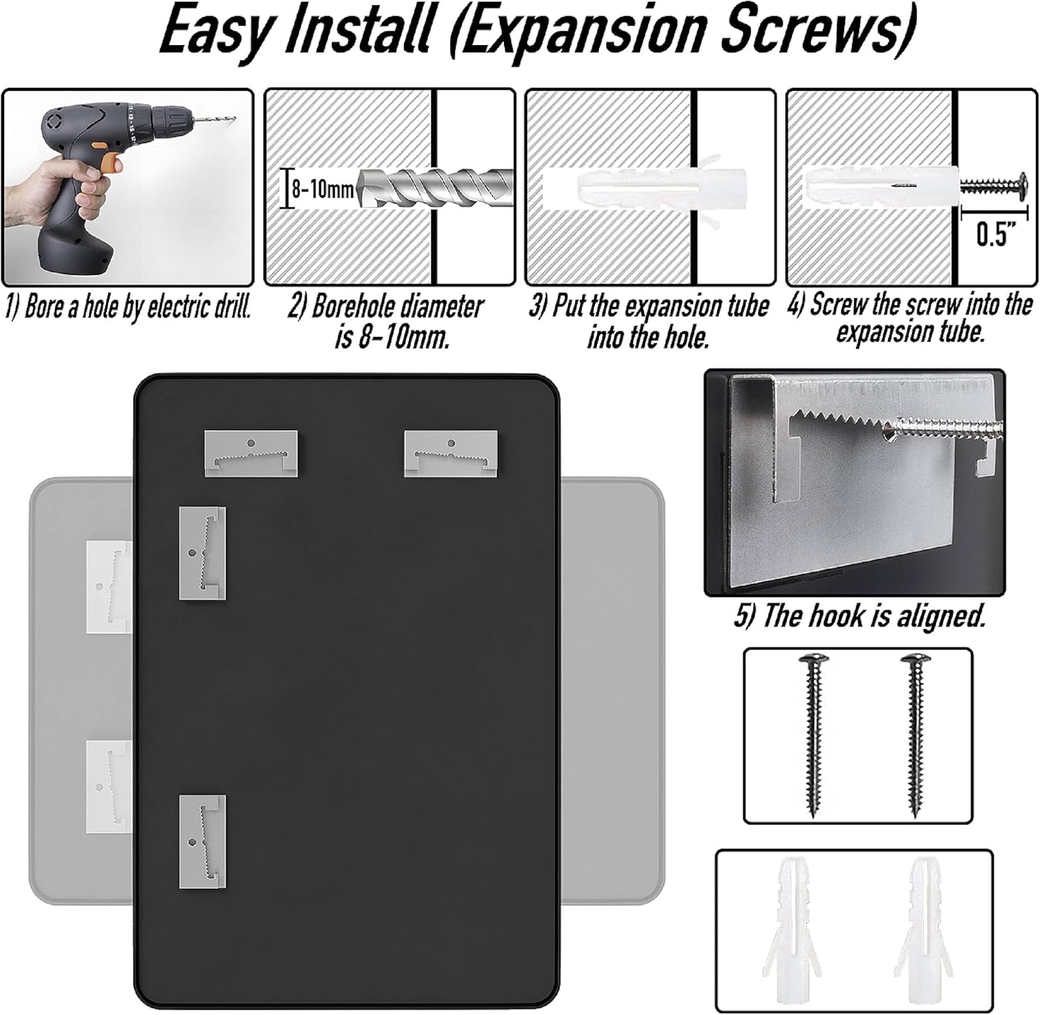 Rectangle 20x30 Mirror Thick Metal Frame Mirrors Wall Mounted Tempered Glass for Living Room Entryway Bathroom Horizontal or Vertical 20 30 inch Black