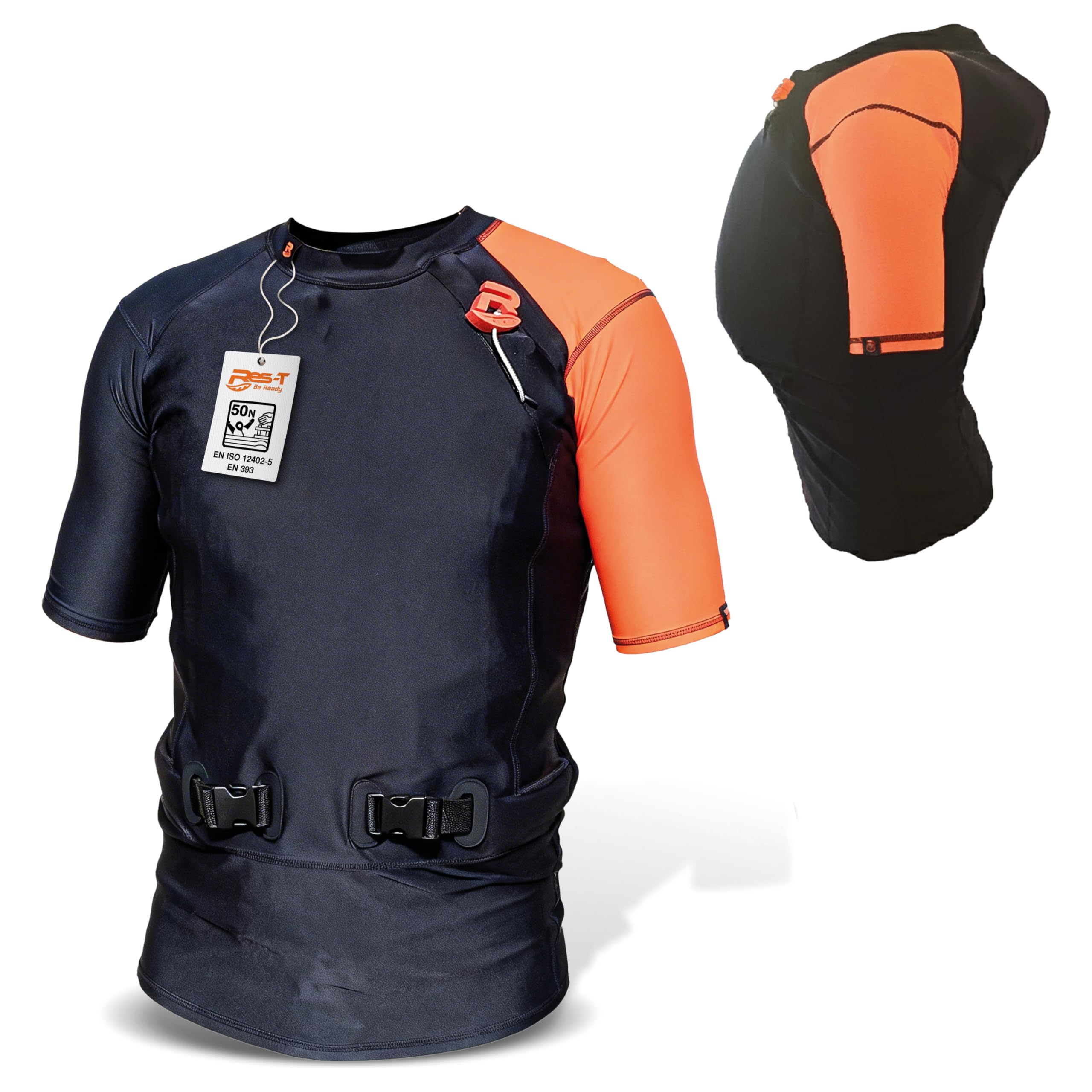 Res-T Schwimmweste - Manuell aufblasbare Schwimmhilfe mit extra starkem Auftrieb 80N - für maximale Bewegungsfreiheit auf dem Wasser - Unisex