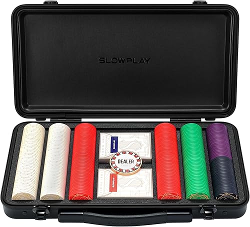 SLOWPLAY Nash - Juego de fichas de póquer de cerámica para Texas Hold'em, 300 piezas con valores numerados, 1.49 pulgadas y 0.35 onzas cada una.