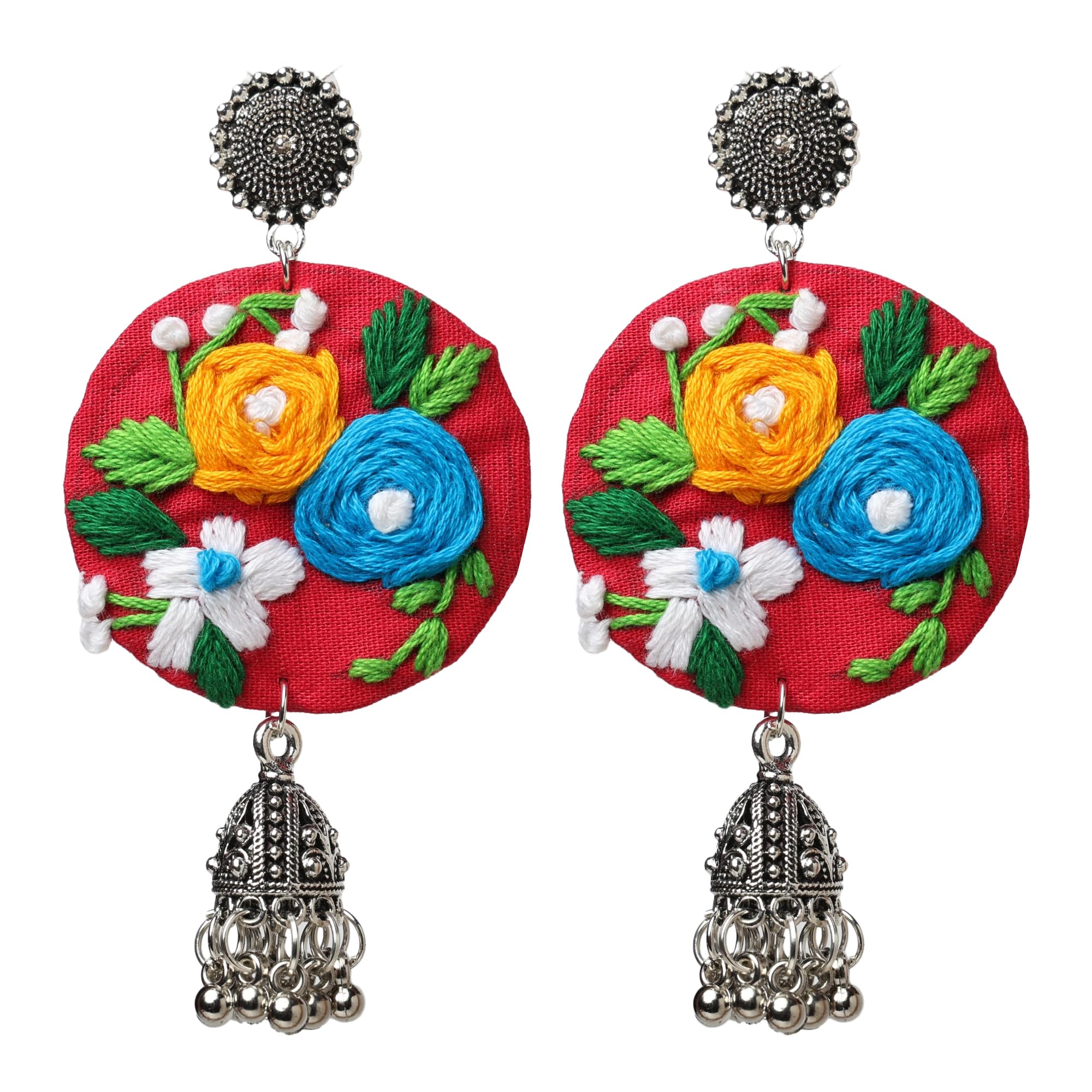Le bijouxistic Fabric Embroidered Earrings For Women Girls | Fabric Stylish Earrings For Girls & Women | Pink Color Earrings for Girls and Women (B0D9MNJM7F) Amazon Price History, Amazon Price Tracker