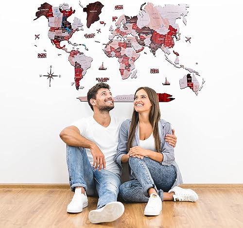 Miniatura 9 de Enjoy The Wood Arte de pared con mapa del mundo 2D, decoración de sala de estar, regalo de inauguración de la casa para el hogar, mapa de pared de