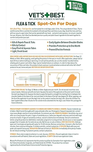 Miniatura 2 de Vet's Best Gotas para pulgas y garrapatas - Prevención tópica de pulgas y garrapatas para perros - Fórmula a base de plantas - Aceites naturales