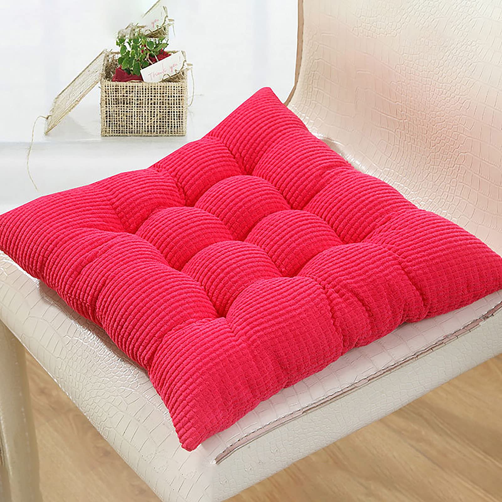 Chair Cushions 16x16In Patio Chair Cushions Hot Pink Bohemian Chair Cushion  Square Cotton Upholstery Cushion for Office Home Or Car for Desk Chair