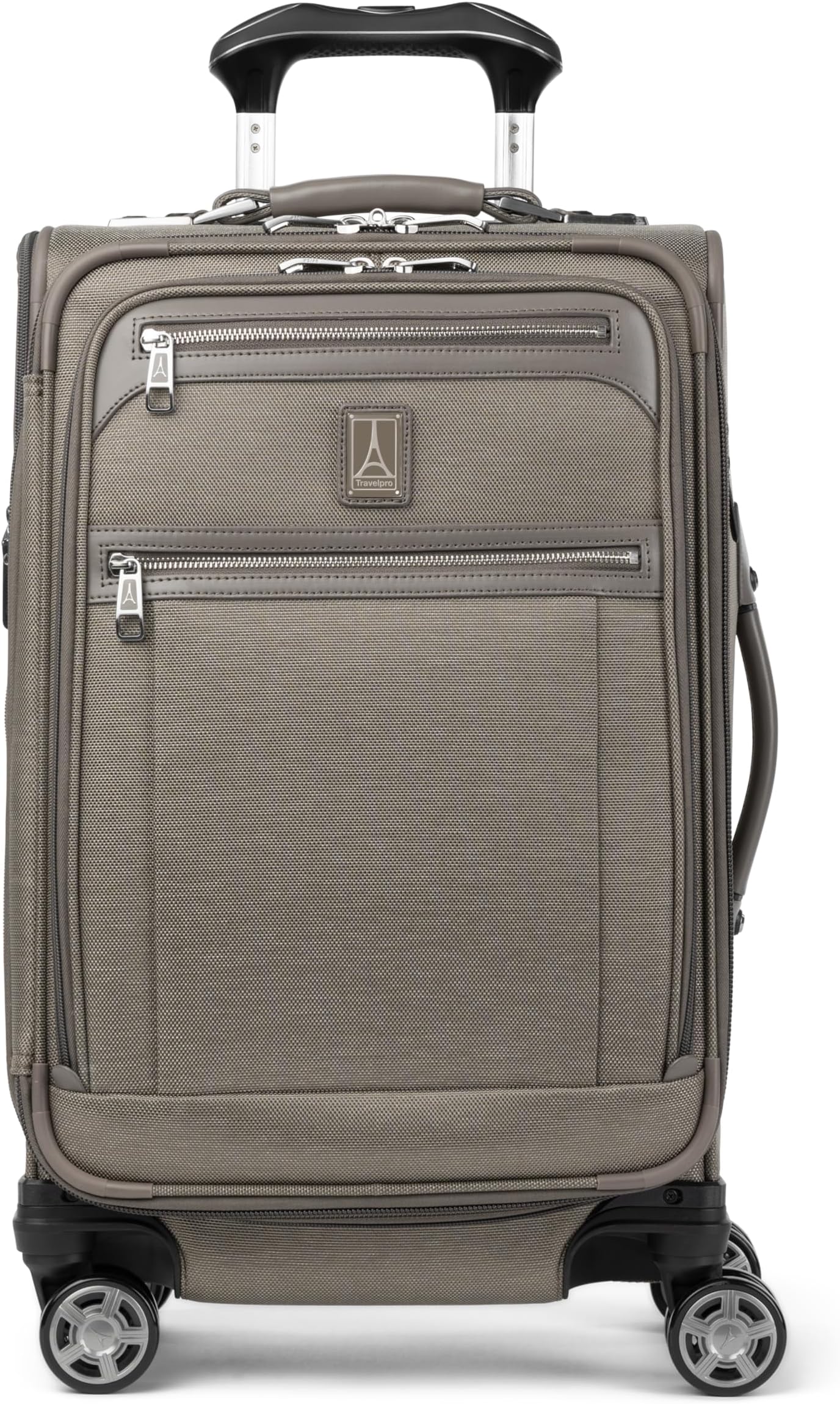 Travelpro Platinum Elite Softside Expandable Checked Luggage, 8 Wheel Spinner Large Suitcase, TSA Lock, Men and Women, Metallic Sand, Carry-On 21-Inch, Platinum Elite Softside Expandable Spinner Wheel