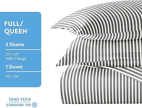 Miniatura 5 de ienjoy Home - Juego de funda de edredón ultrasuave de 3 piezas con estampado de cintas, de primera calidad, colección Home, tamaño Queen, gris