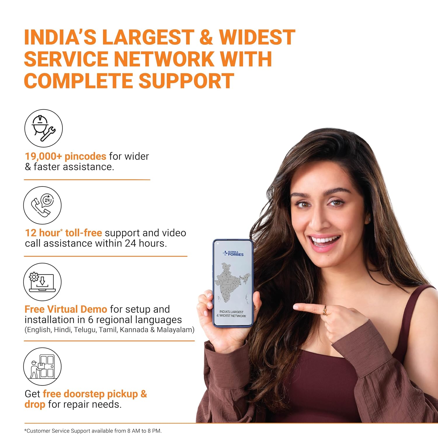 Eureka Forbes service network and support details