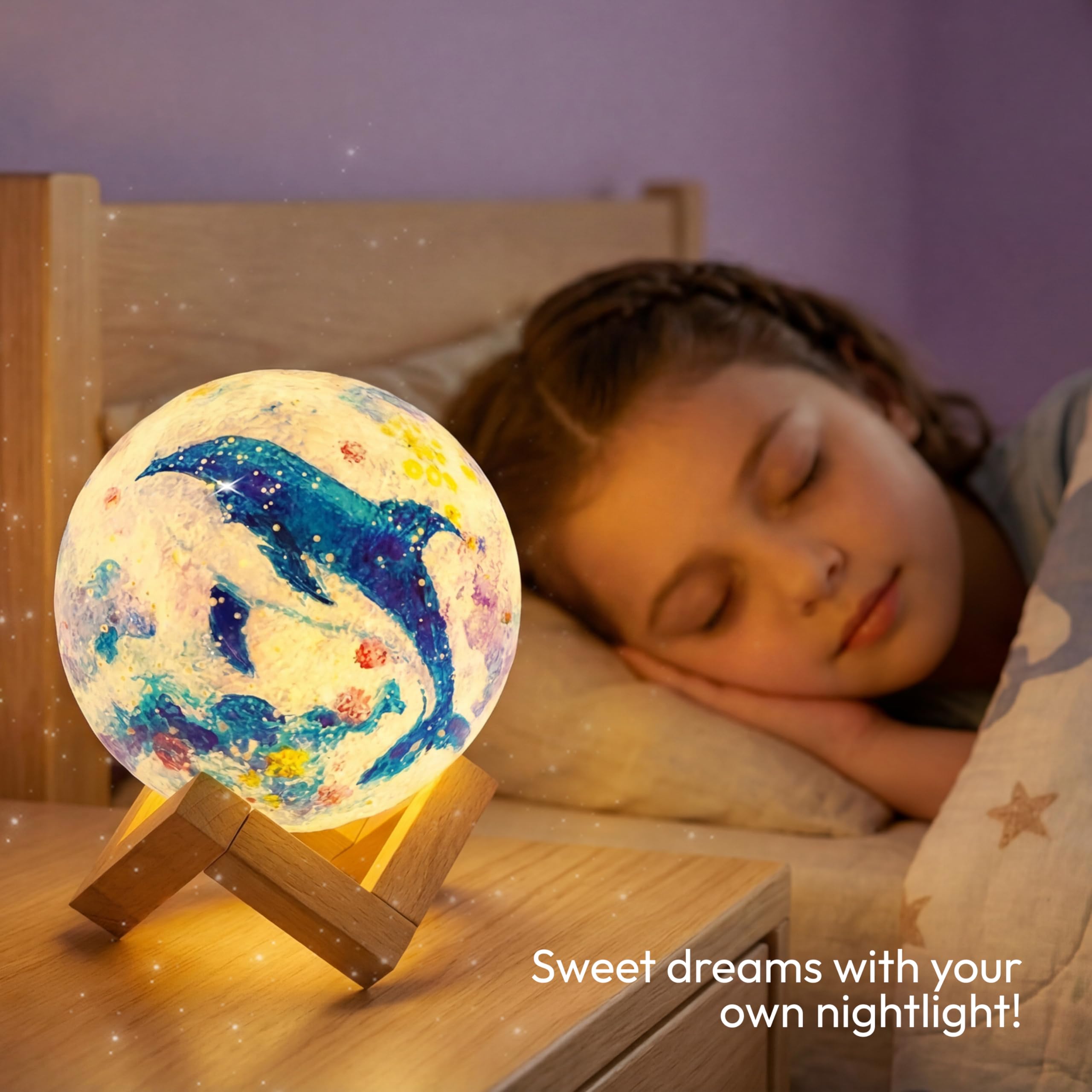Klever Kits Set di artigianato Set di pittura per lampada lunare, Luce notturna per pittura 3D, Set di pittura per lampada lunare, Set di artigianato regalo di compleanno per ragazze 6-12 anni