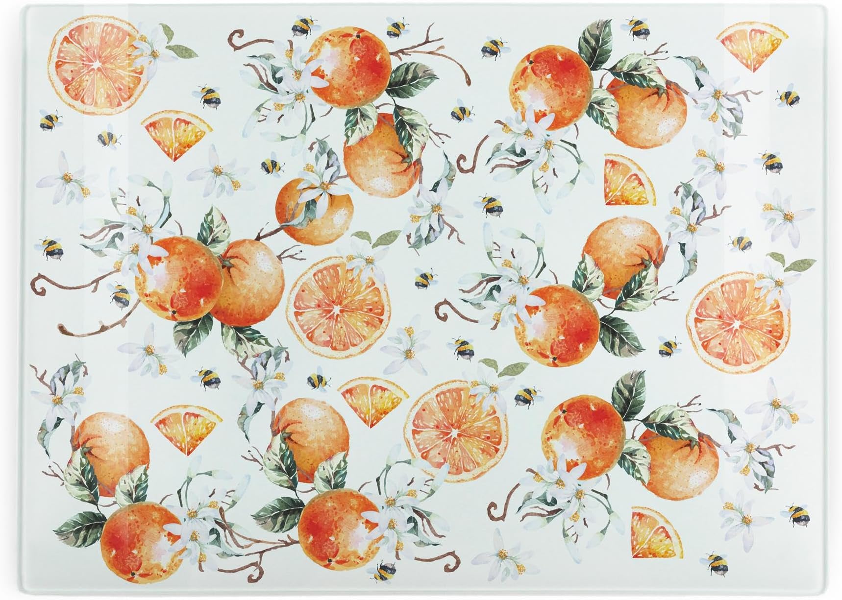 Watercolour Lemons Glass Chopping Board Rectangular Large Glass