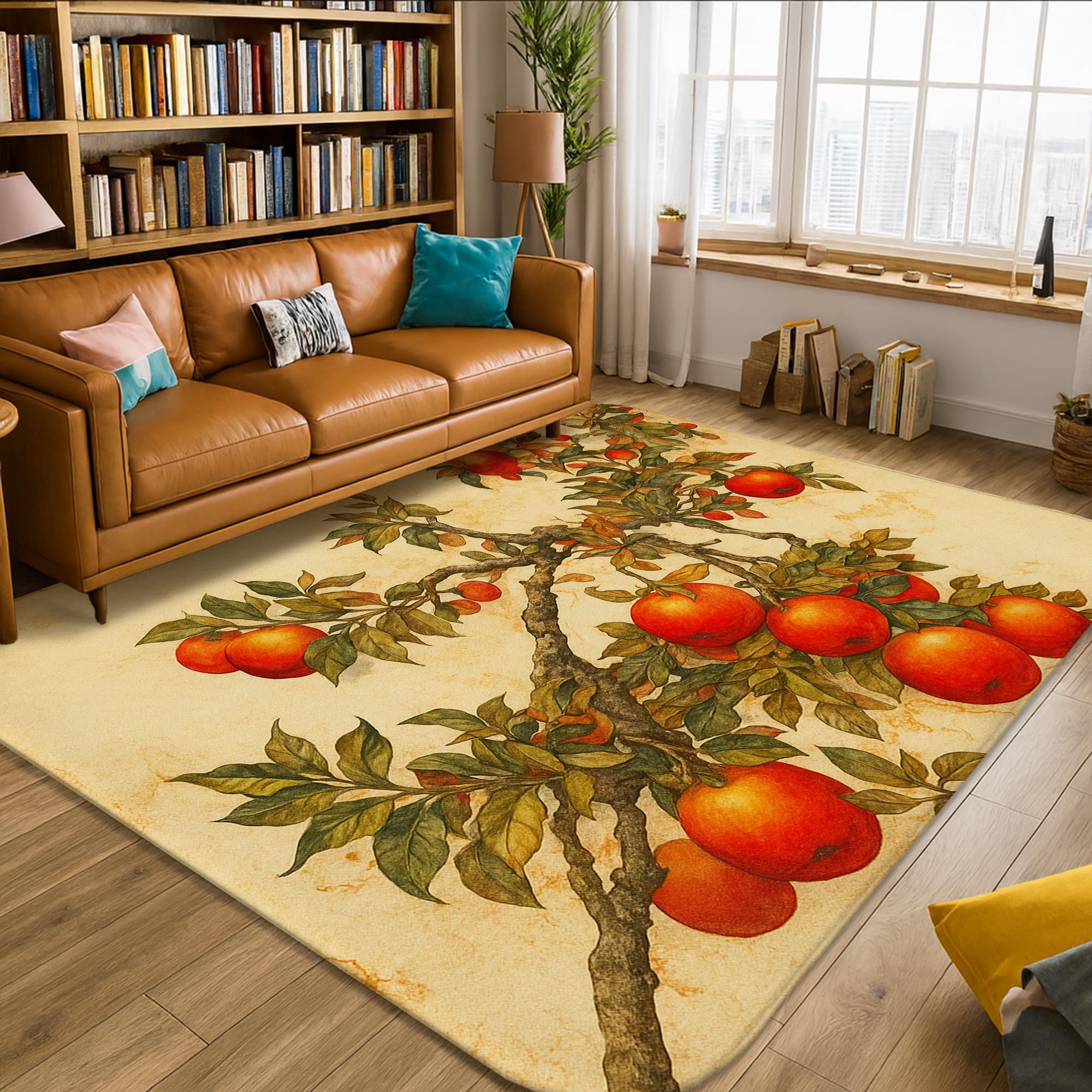 Tapis de chambre orange rustique poils courts en mousse 1,5x2,1m