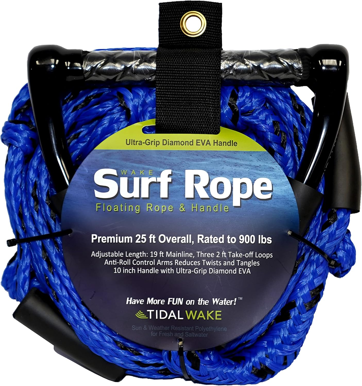 Tidal Wake Floating Wakesurf Tow Rope with Ultra Grip