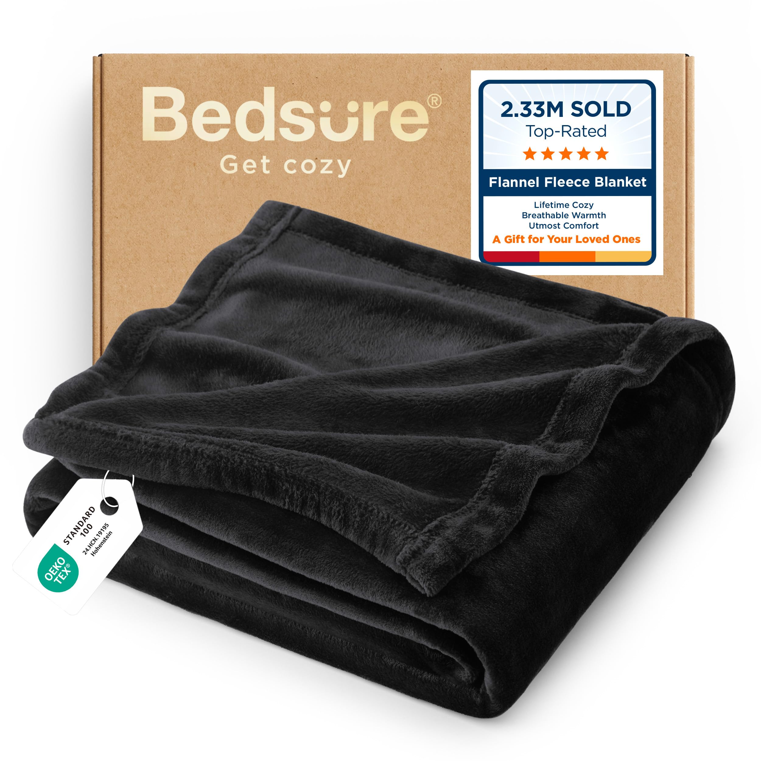 Bedsure GentleSoft Fleece Throw Blanket for Couch Black - Lightweight Plush Fuzzy Cozy Soft Halloween Blankets and Throws for Sofa, 50x60 inches