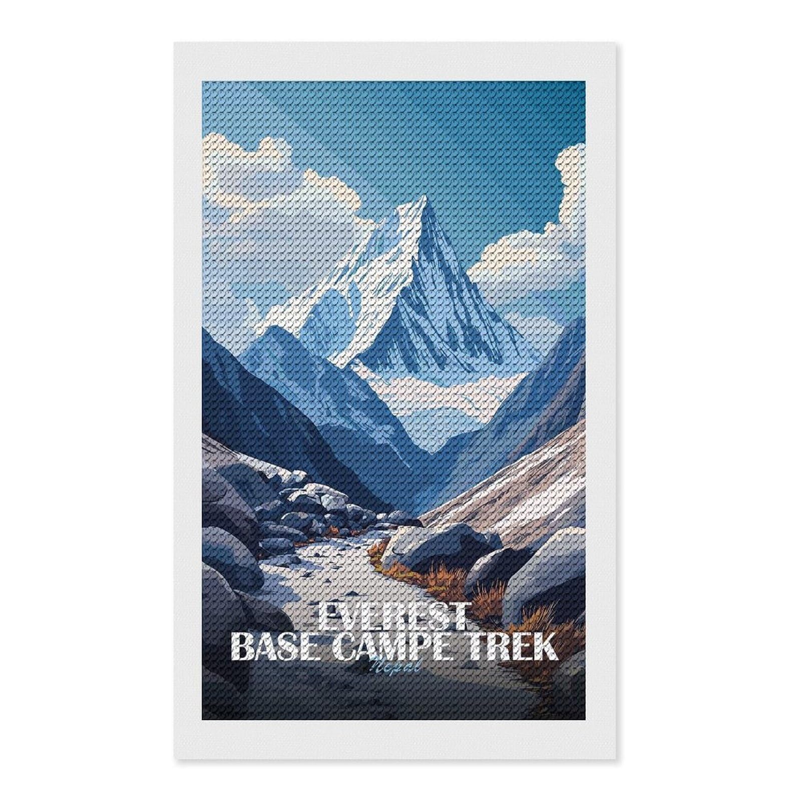 Junmoney Everest Base Camp Trek Nepal DIY Diamond Art Canvas Kit 12"x20", Adhesive Canvas, Easy to Enjoy, Farmhouse Decor, Festive Craft Gift