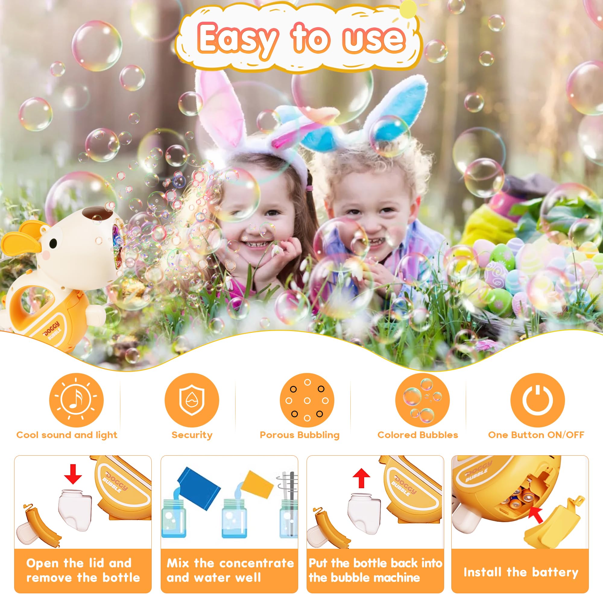 Pistola per bolle di sapone per bambini, macchina per bolle di sapone, macchina per bolle di sapone, luce a LED, elettrica con serbatoio da 100 ml, blu automatico per bolle di sapone