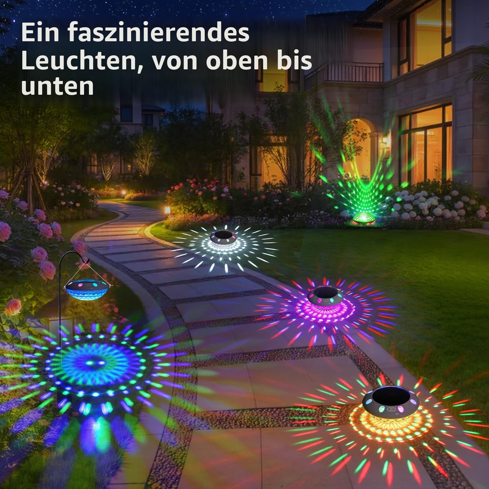 AearKing Schwimmende Poolleuchten mit Fernbedienung,Pool Lichter Schwimmend Solar mit RGB-Lichteffekten,Oberer und unterer Farbwechsel,IP68 Wasserdichte Pool beleuchtung für Teiche und Pools – 2 Stück