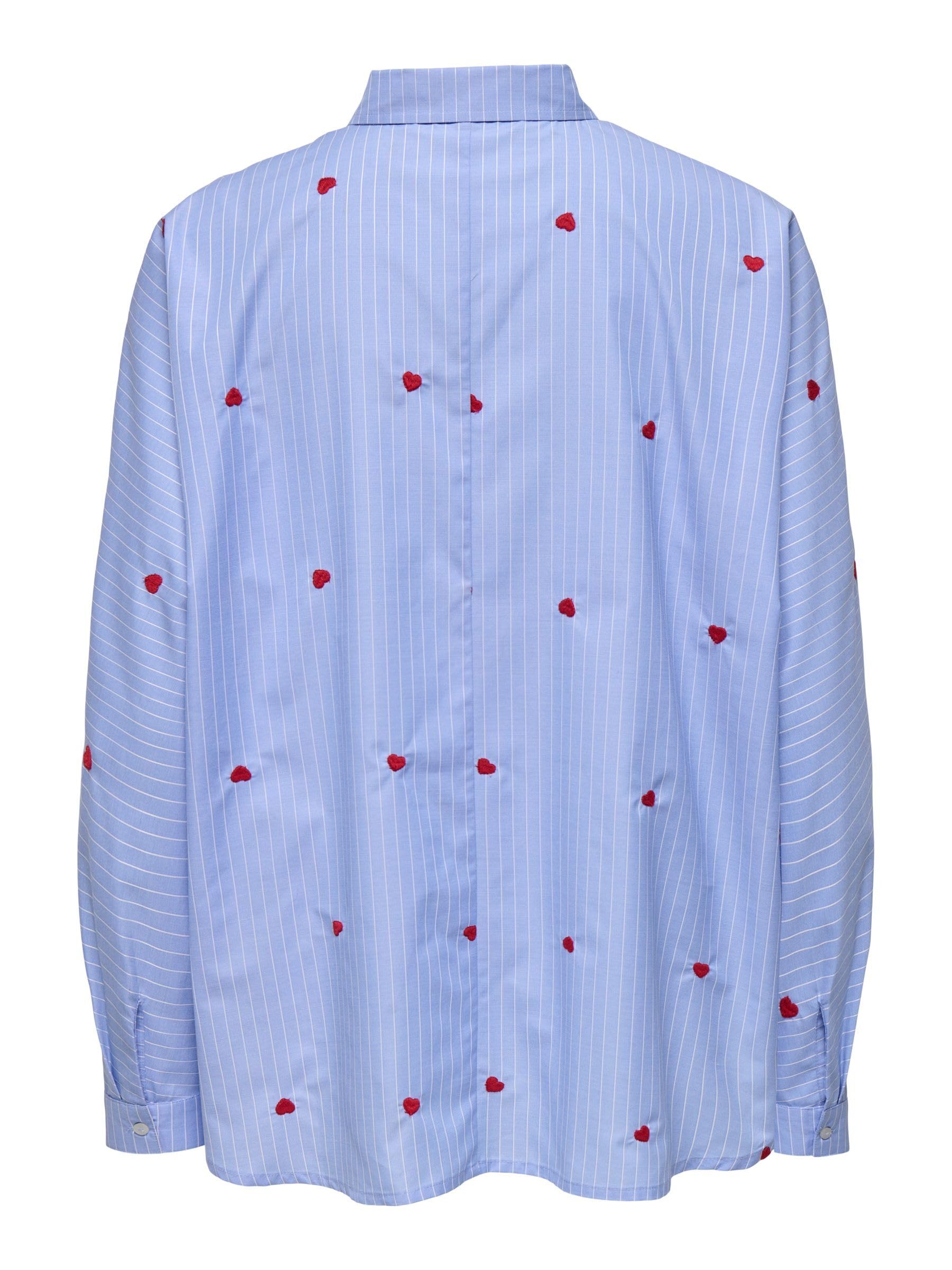 ONLY Onlnew Lina Grace LS Stripe EMB Shirt Femme Chemise Manches Longues Bleu