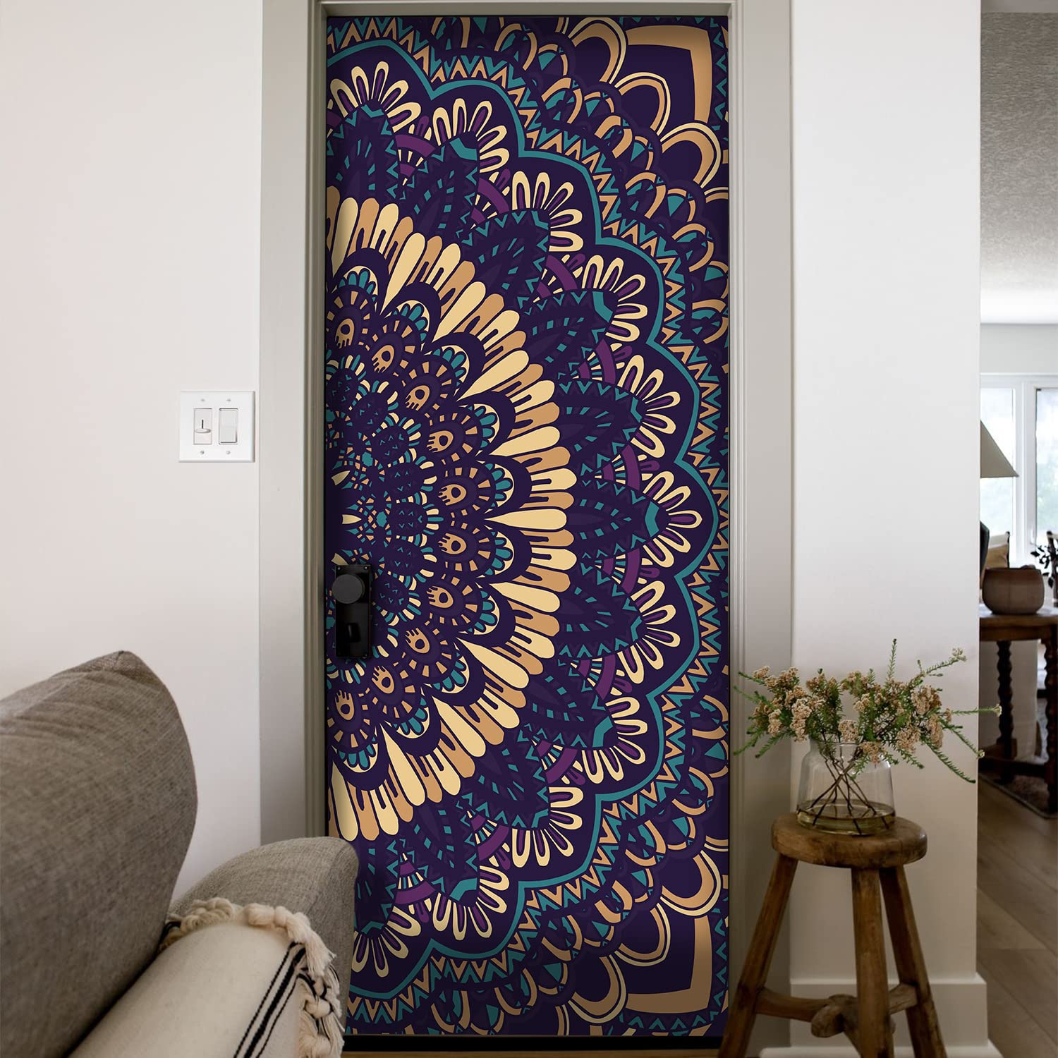Deurstickers Zelfklevende 3D Bloem Moderne Eenvoudige Woonkamer Slaapkamer Afneembaar Deur Muurschildering Papier 90 X 200 cm
