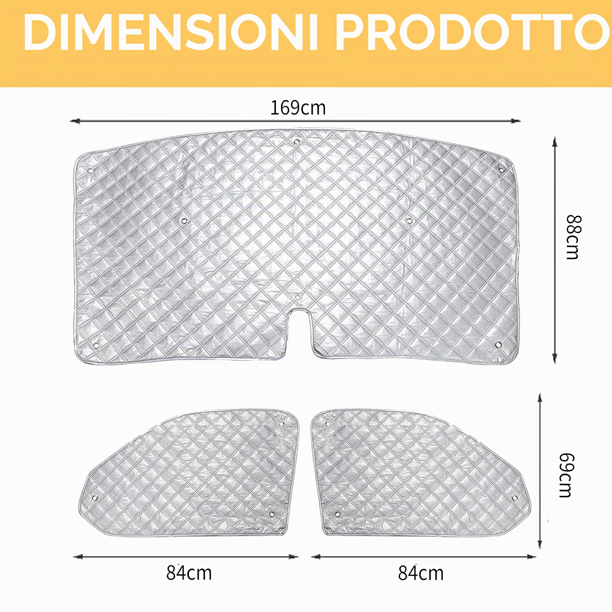 HAMON Tenda Parasole Auto per Ducato, 3 pezzi Copri Parabrezza per Auto, Parasole Camper UV non Tessuta in Alluminio Premium, Parasole per Parabrezza VW Migliorato