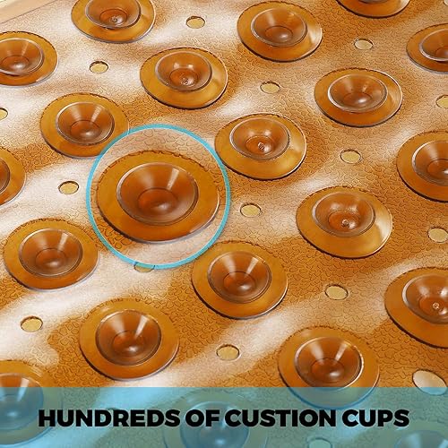 Miniatura 5 de YINENN Tapete de seguridad para ducha de baño, transparente, 40 x 16 pulgadas y marrón, 21 x 21 pulgadas, para tapetes de ducha de baño, paquete de