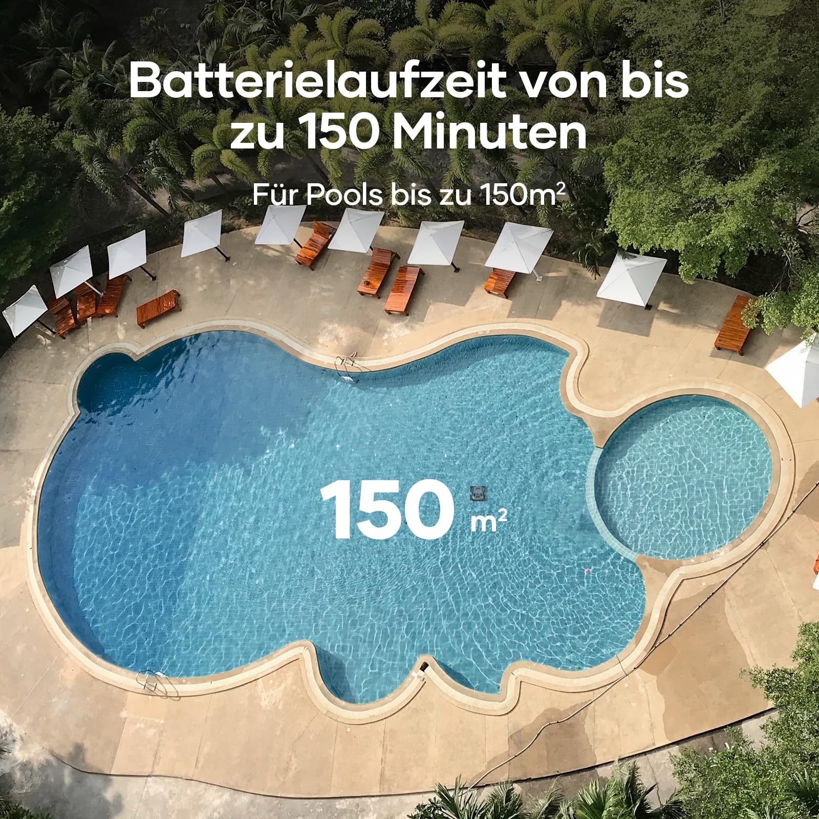 AIPER ZT6002 Poolroboter, Quad-Motorensystem, WavePath Navigationstechnologie, 3 Reinigungsmodi, Poolsauger Akku Kabellos, Poolroboter Boden und Wand Ideal für Pool bis zu 150㎡ (Generalüberholt)