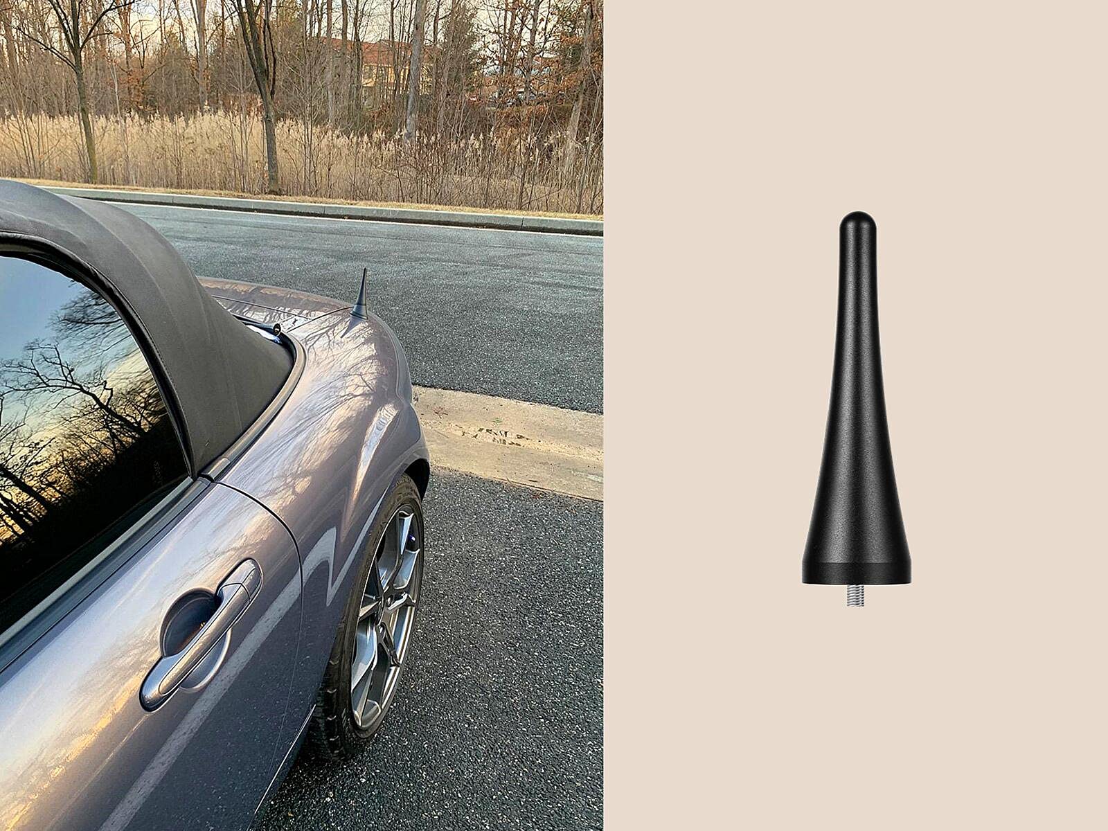 Kurze Antenne für Mazda Miata MX-5 NA NB NC ND – 9,5 cm Aluminium Miata Antennenersatz, stilvolles kleines Design, keine kaputten Antennen mehr in Autowäsche oder Garage, passend für Miata 1990–2026