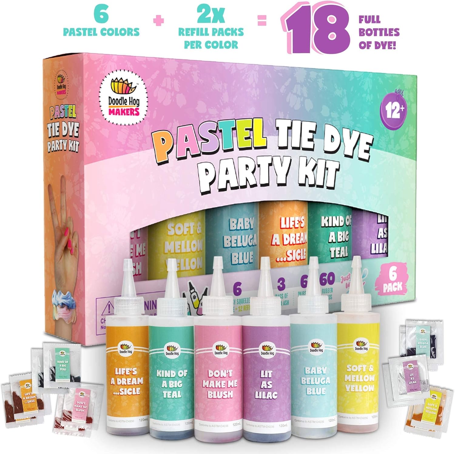 Pastel Tie Dye Kit for Large Groups, DIY Tie Dye Kit, Tie
