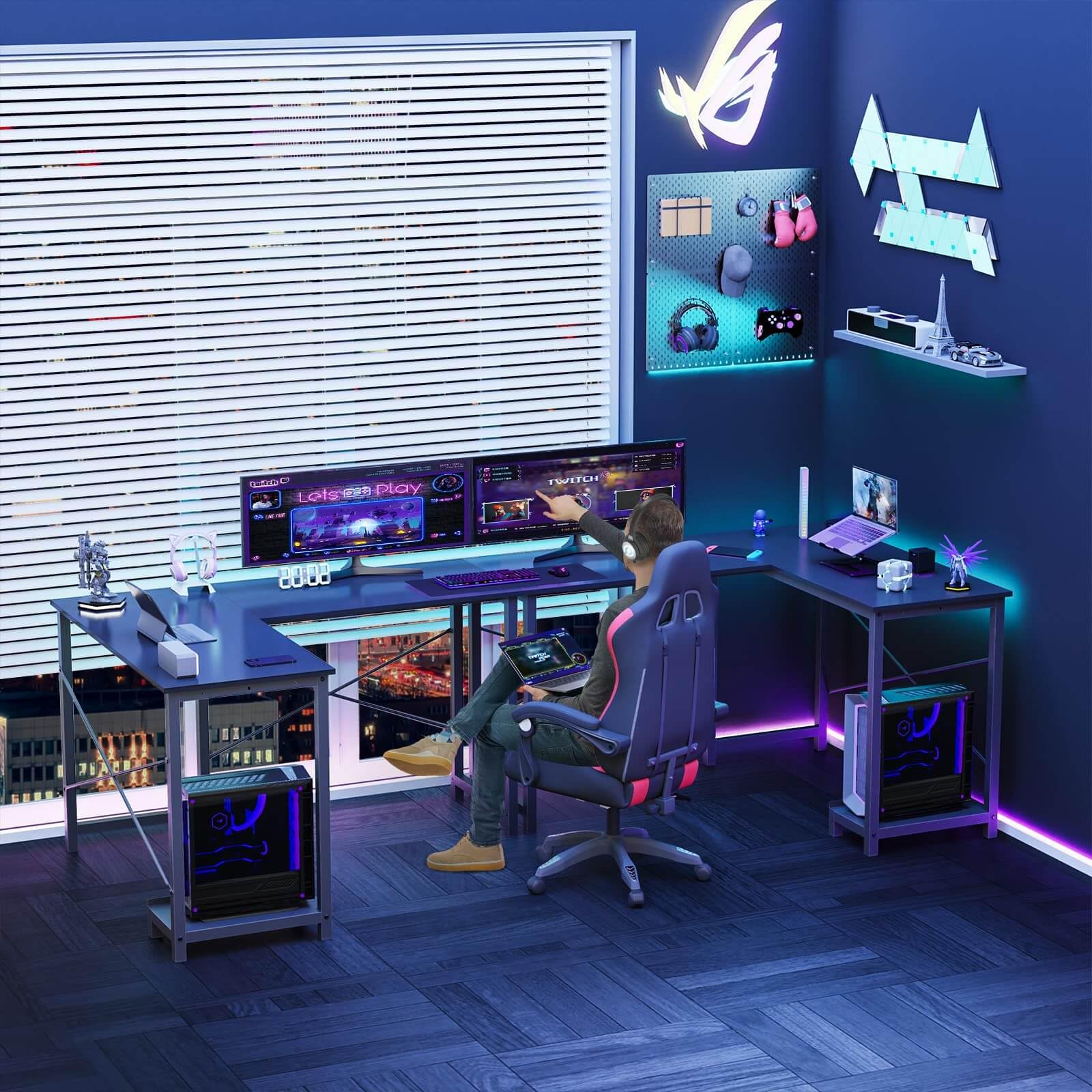 Amazon.com: INLIFE L Shaped Gaming Desk,Black,296 : Home & Kitchen