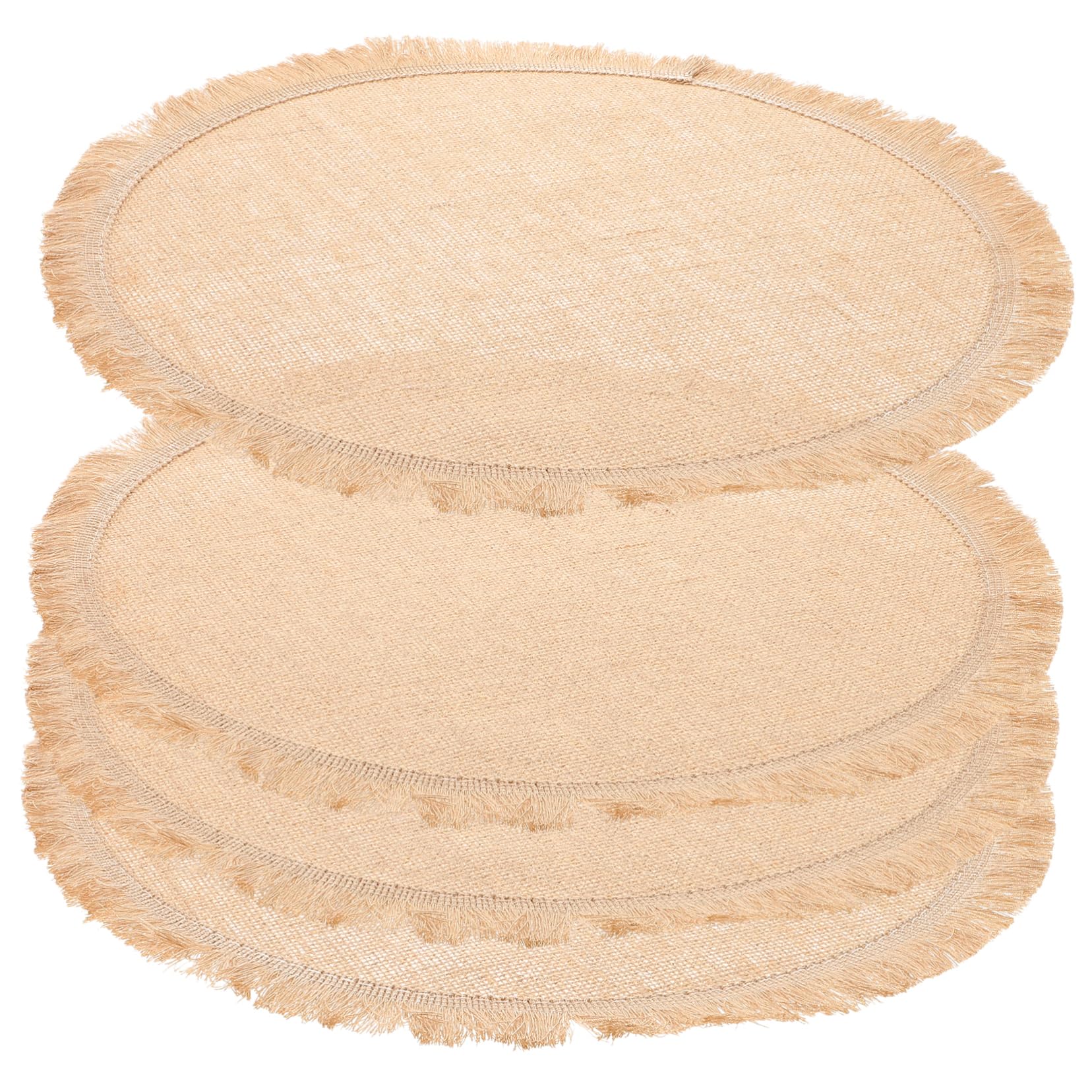 Sets de table ronds en jute 37 cm avec dentelle pour salle à manger rustique chic