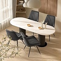 Nalupatio Modern Dining Chairs Set of 4 Black - Thick Cushioned Upholstered Kitchen Side Chairs with Sturdy Metal Legs