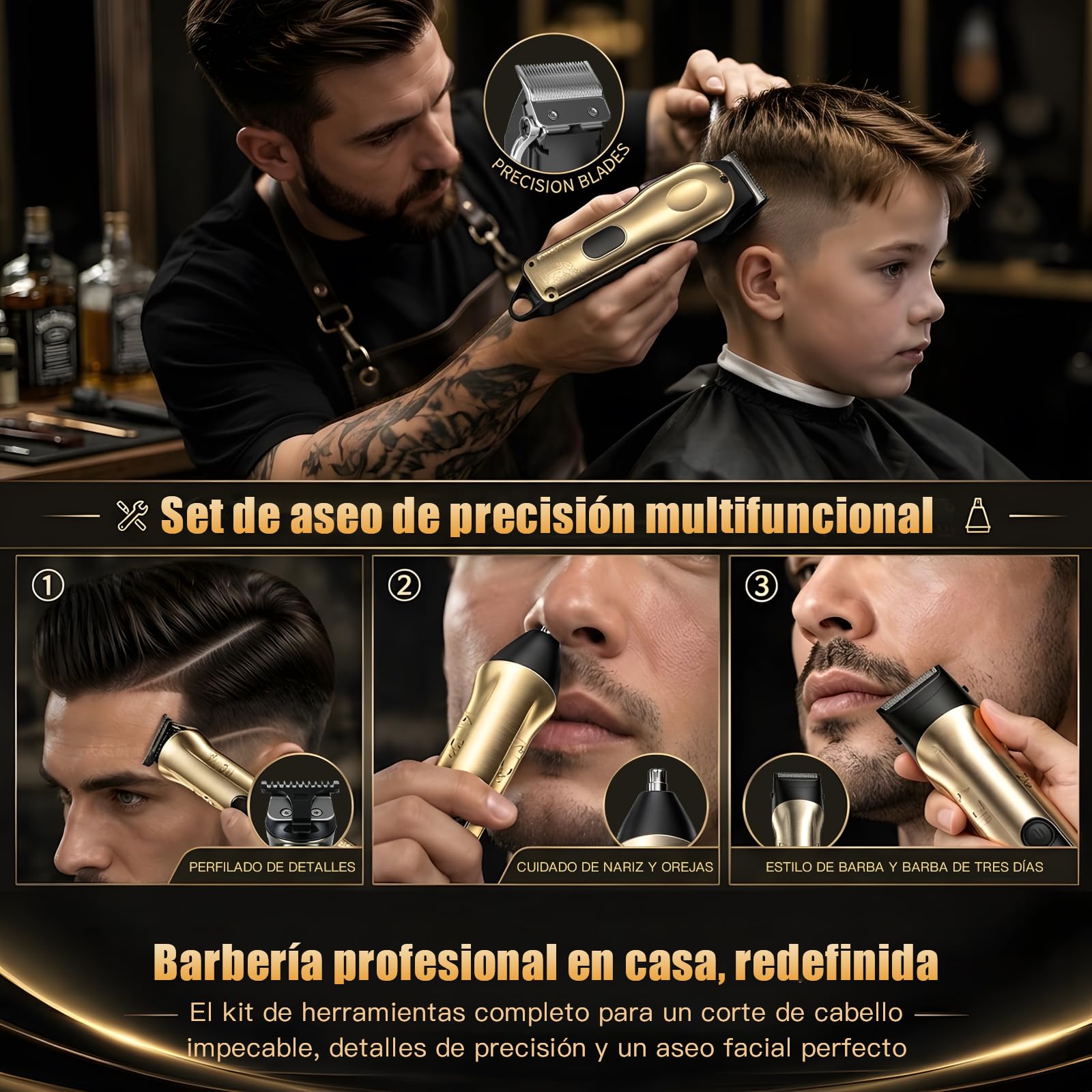 Solati Set de 2 Maquinas de Cortar Pelo Hombre Profesional, Recortadora de Barba Hombre LCD, Cortapelos Grande de Modelado y Trimmer Pequeño de Precision, Afeitadora Electrica, Regalo Hombre