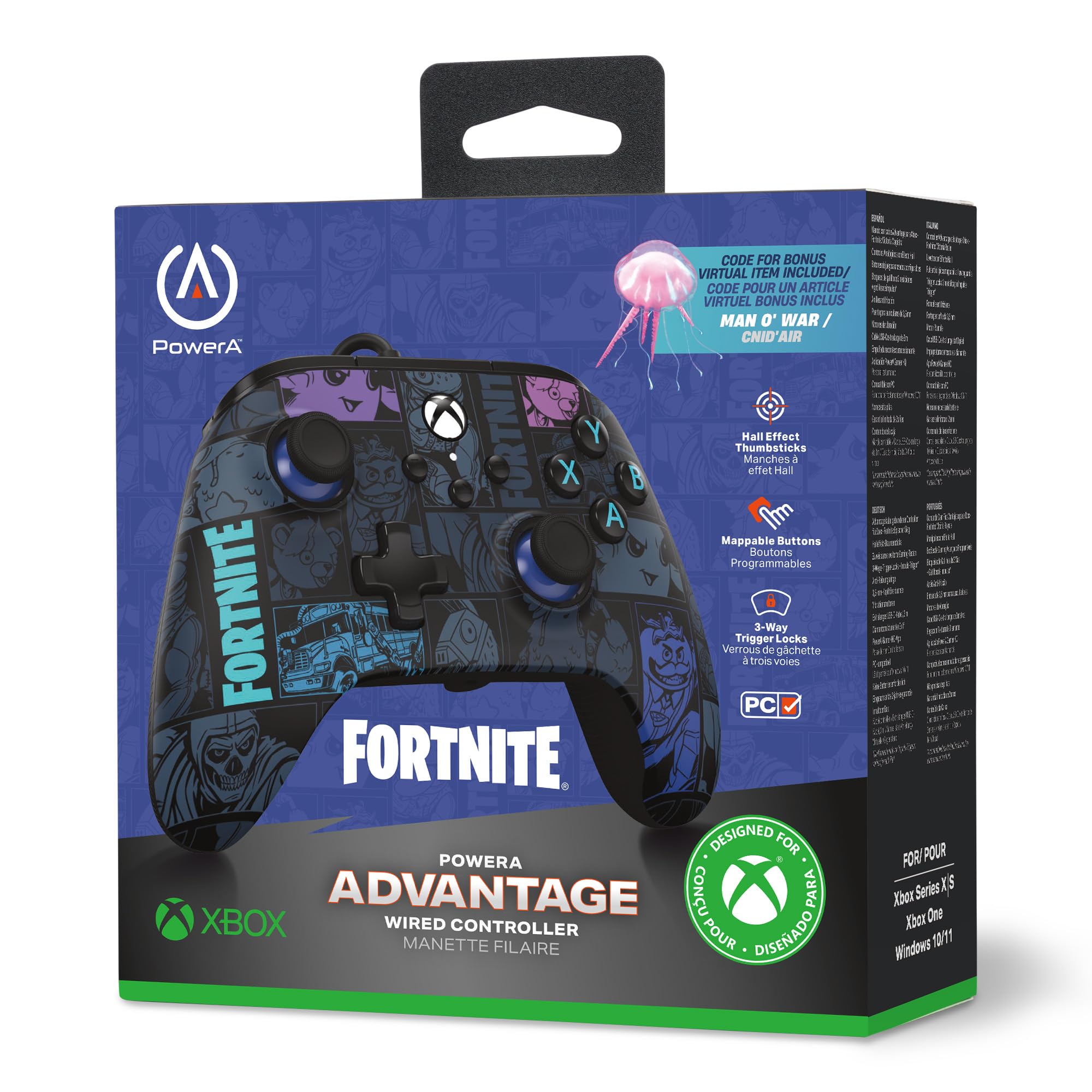 Kontroler przewodowy PowerA Advantage do konsoli Xbox Series X|S - Fortnite: Królewskie Zwycięstwo, Pałki z efektem Halla, kontroler do gier, Xbox Series X|S