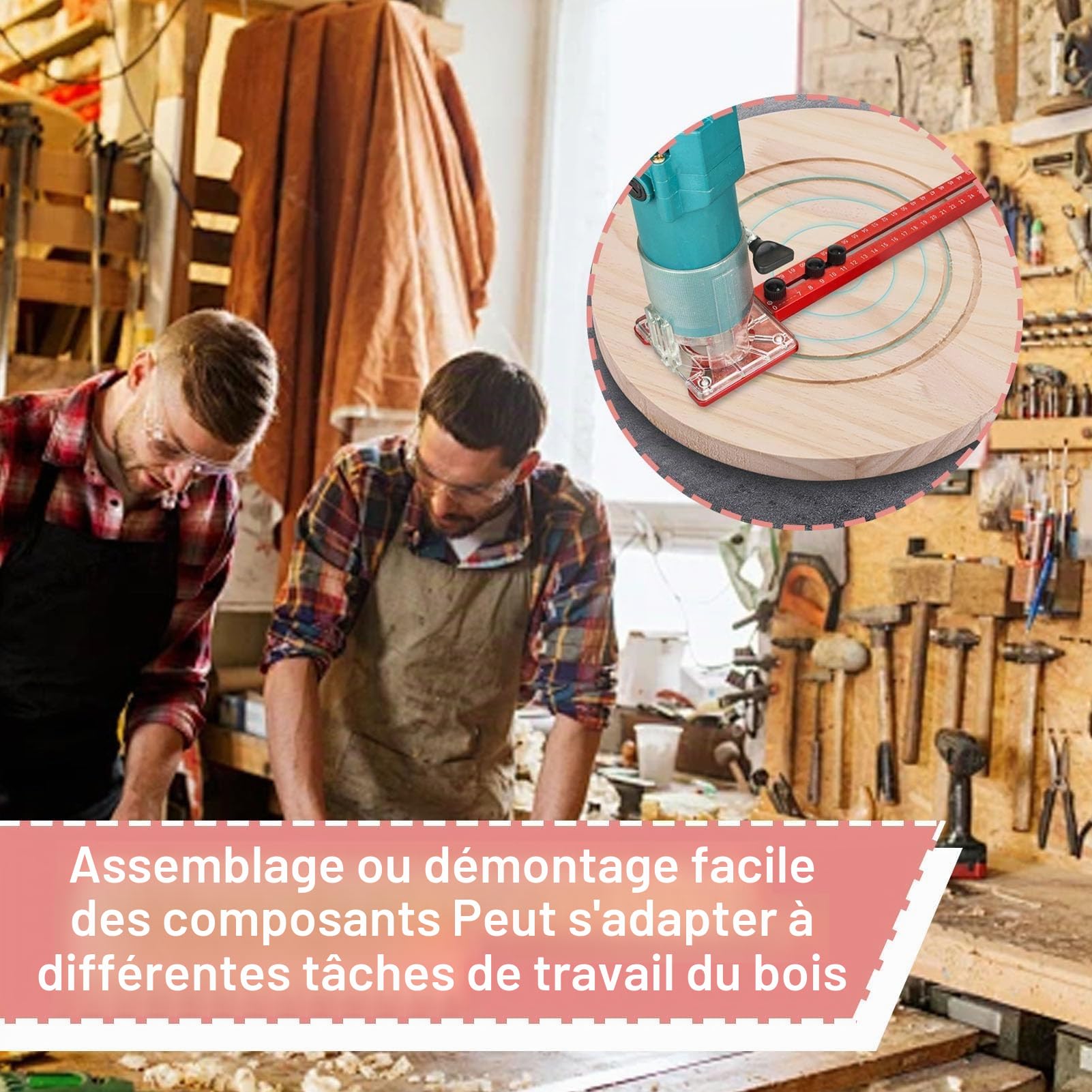 Support pour rainures de fraisage, 4 en 1 Support pour rainures de fraisage Métrique pour fraiseuse Kit de fraisage circulaire pour outil de fraisage (support pour rainures de fraisage