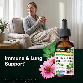 BIO KRAUTER Echinacea Goldenseal for Immune & Respiratory Support, 2 Fl.Oz