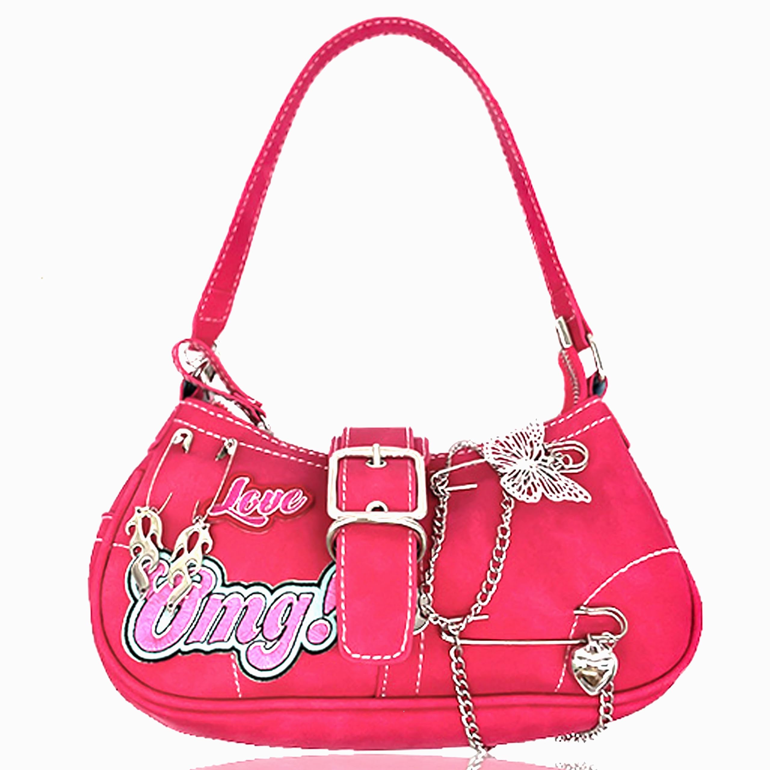 JeVenis Hot Pink Y2K Purse Y2K Tote Bag Punk Gothic Tote Purse Y2k Crossbody Bag Y2k Shoulder Bag for Womens Girl