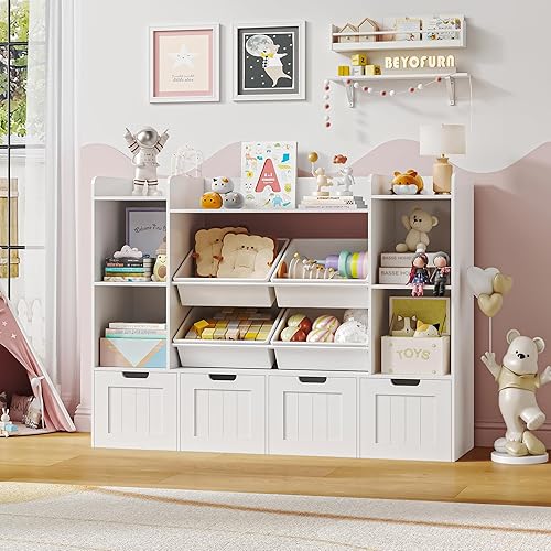 Miniatura 3 de Organizador de almacenamiento de juguetes, organizador de juguetes, estantería para niños con 4 cajones móviles y 4 cajas de caja, organización de