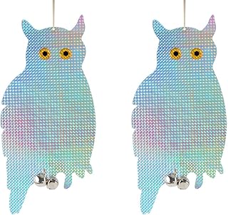 Bird Blinder Hanging Owl Decoys to Scare Birds Away - Reflective Bird Deterrent Devices - Scare Away Woodpecker, Swallow, ...