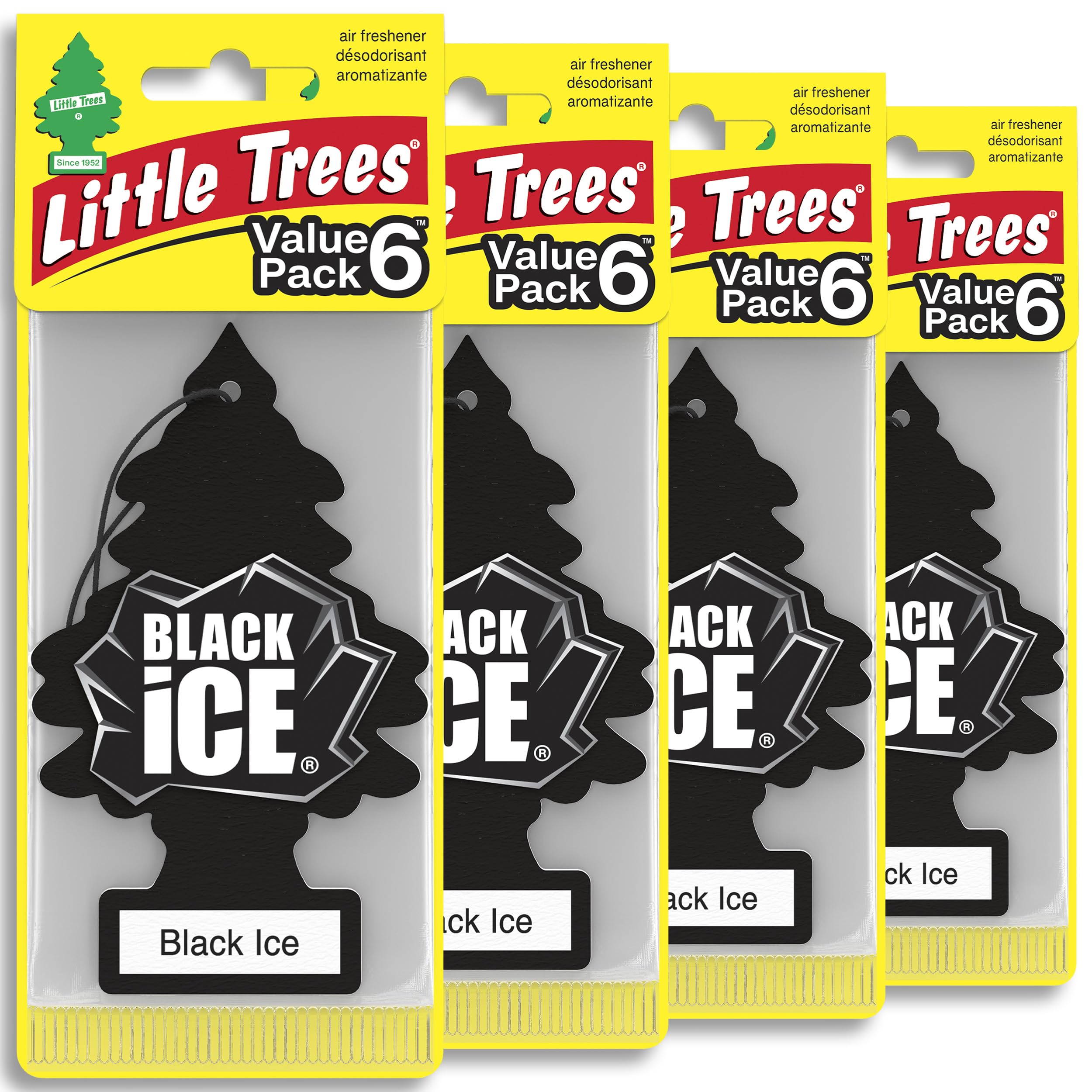 LITTLE TREES Car Air Freshener Black Ice, 24 Pack