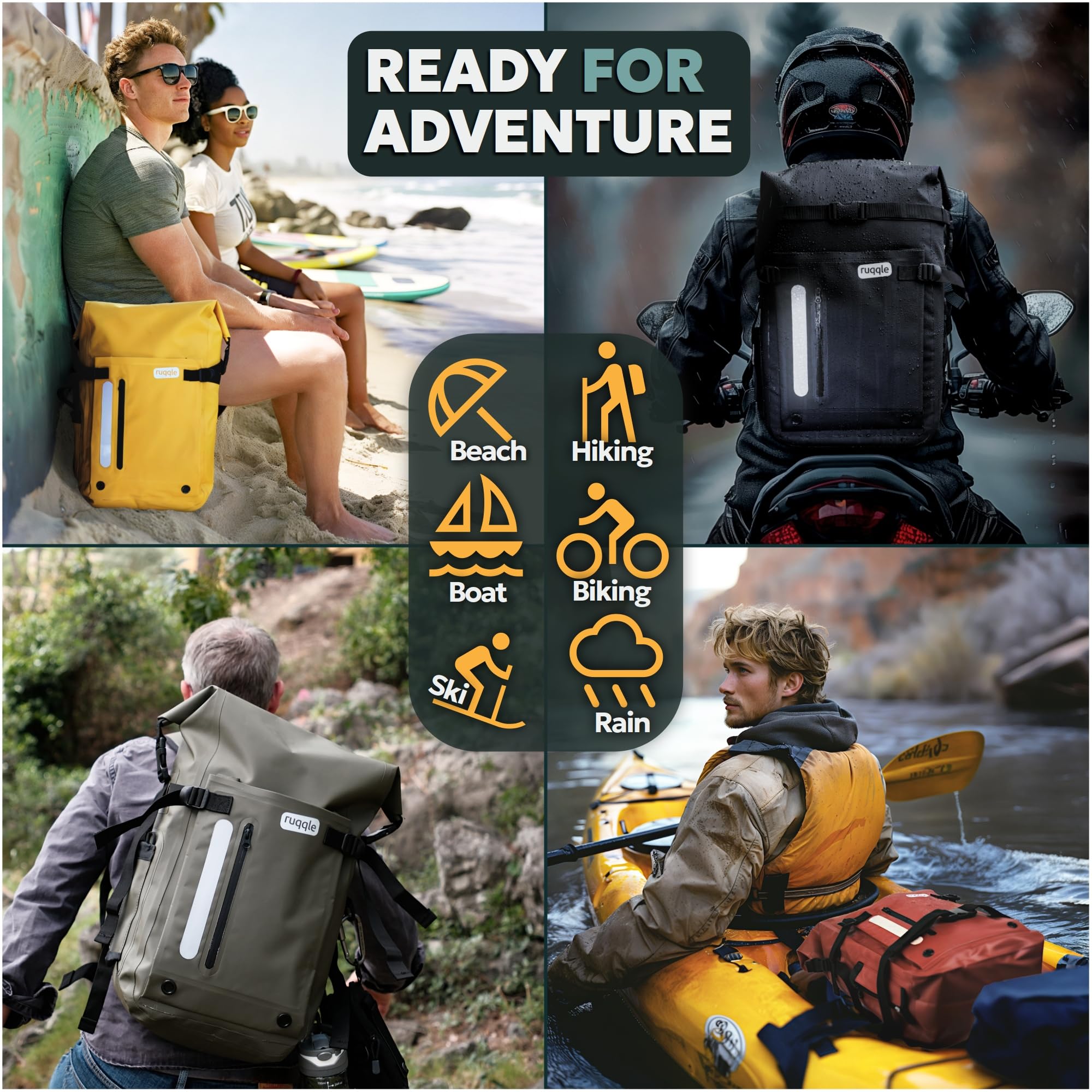 Ruqqle Versatile Waterproof Dry Bag 20/30/45L with 3 External Pockets - Image 3