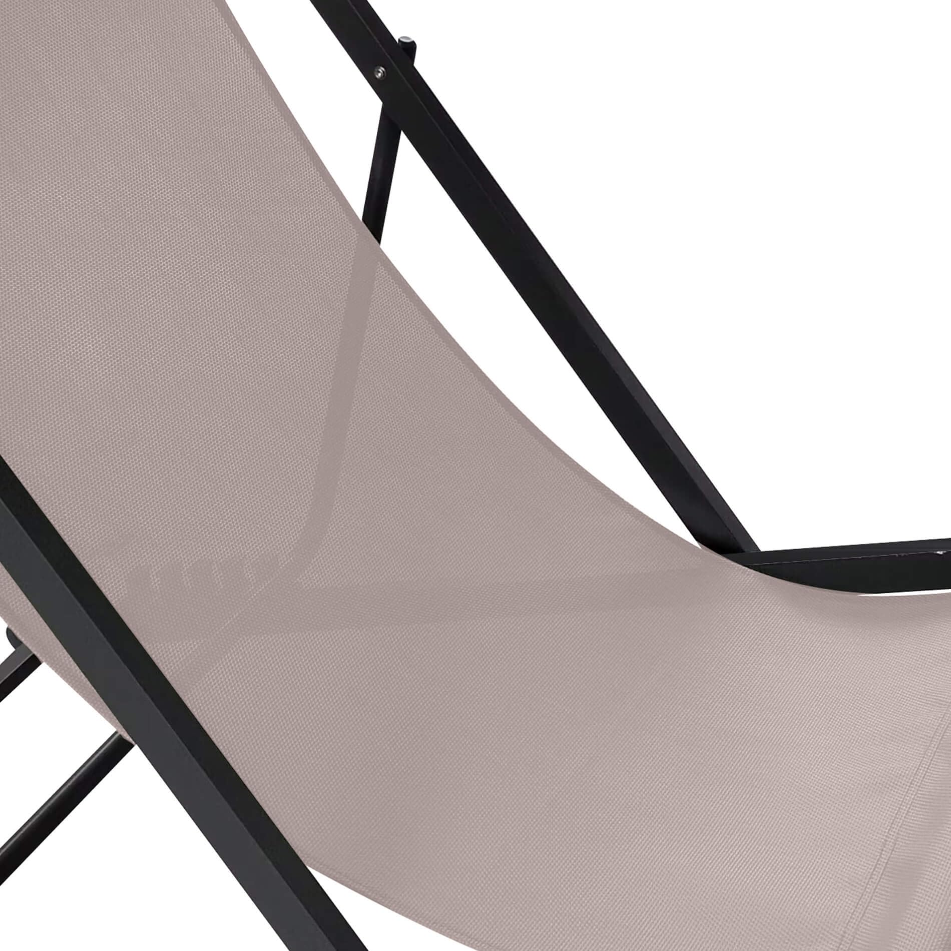 Rebecca Mobili Chaise Longue d’Extérieur, Chaise Pliante pour Jardin, Beige Gris Foncé, Aluminium Polyester, Inclinable, pour Balcon Camping - Dimensions HxLxP : 93 x 58 x 92 cm - Art. RE7146