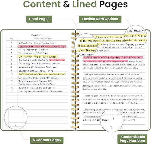 Miniatura 3 de Cuaderno rayado en espiral para mujeres y hombres, 140 páginas, cuaderno de tapa dura con rayas universitarias para trabajo y toma de notas, diarios