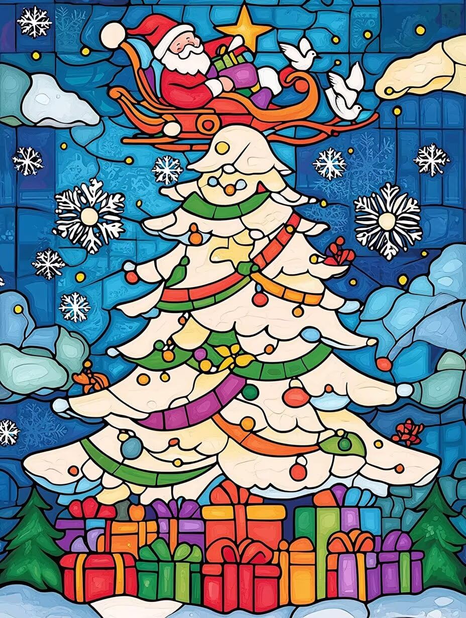 Kit de peinture par numéros pour adultes - Sapin de Noël - 70x90cm v-875