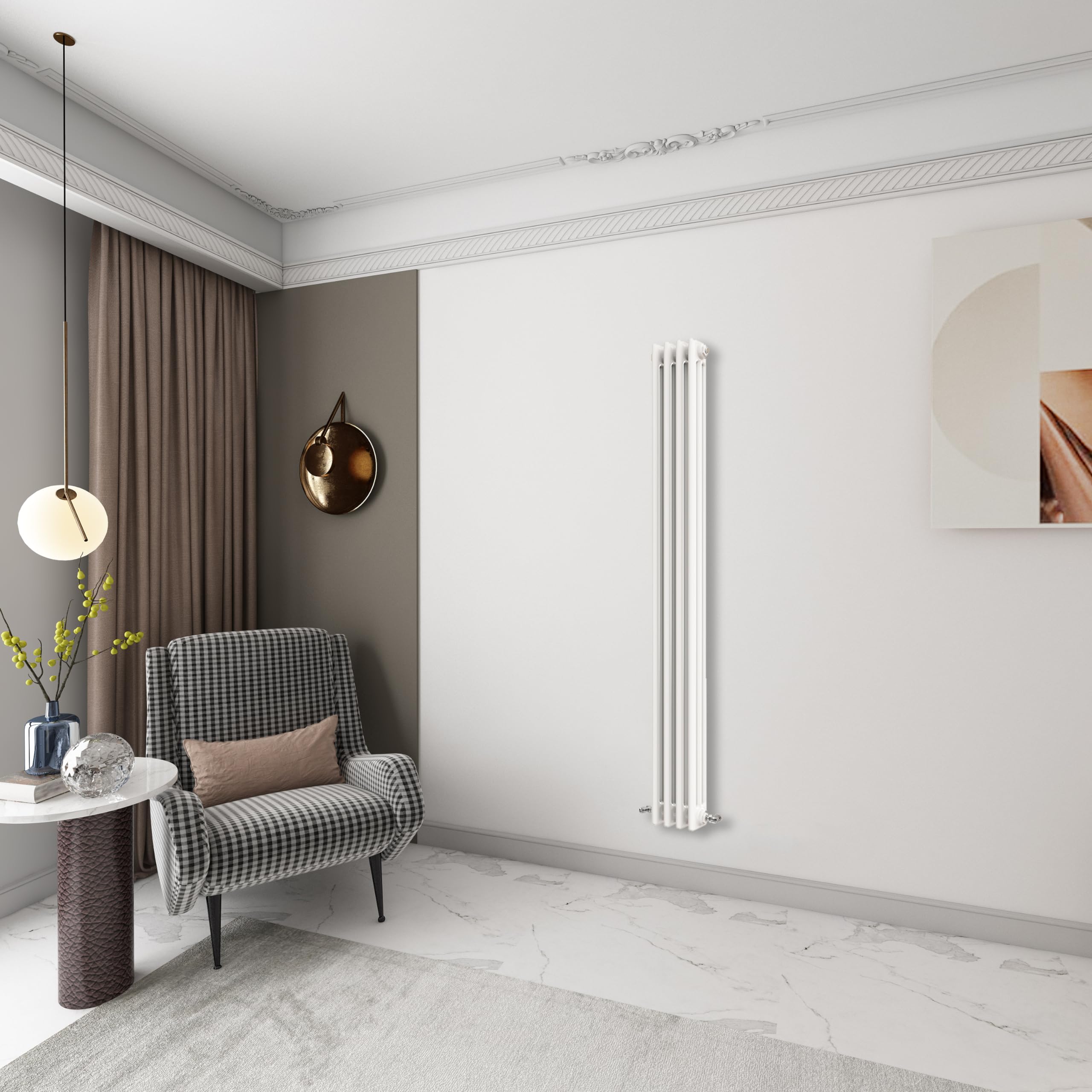 Huibathroom 1800x200mm Tall White Cast Iron VerticalTriple Column Traditional Central Heating Horizontal Radiators
