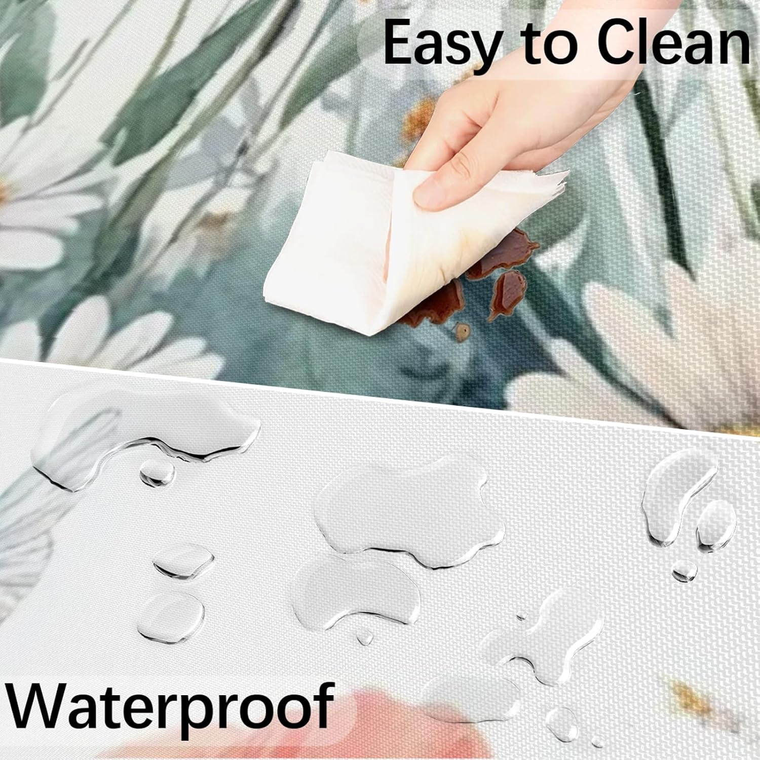 Round Fitted Tablecloth with Umbrella Hole Zipper - Flower Butterfly Outdoor Table Cover with Elastic Edge - Waterproof Wipeable Table Cloth for Patio Picnic Party - 36"- 44"