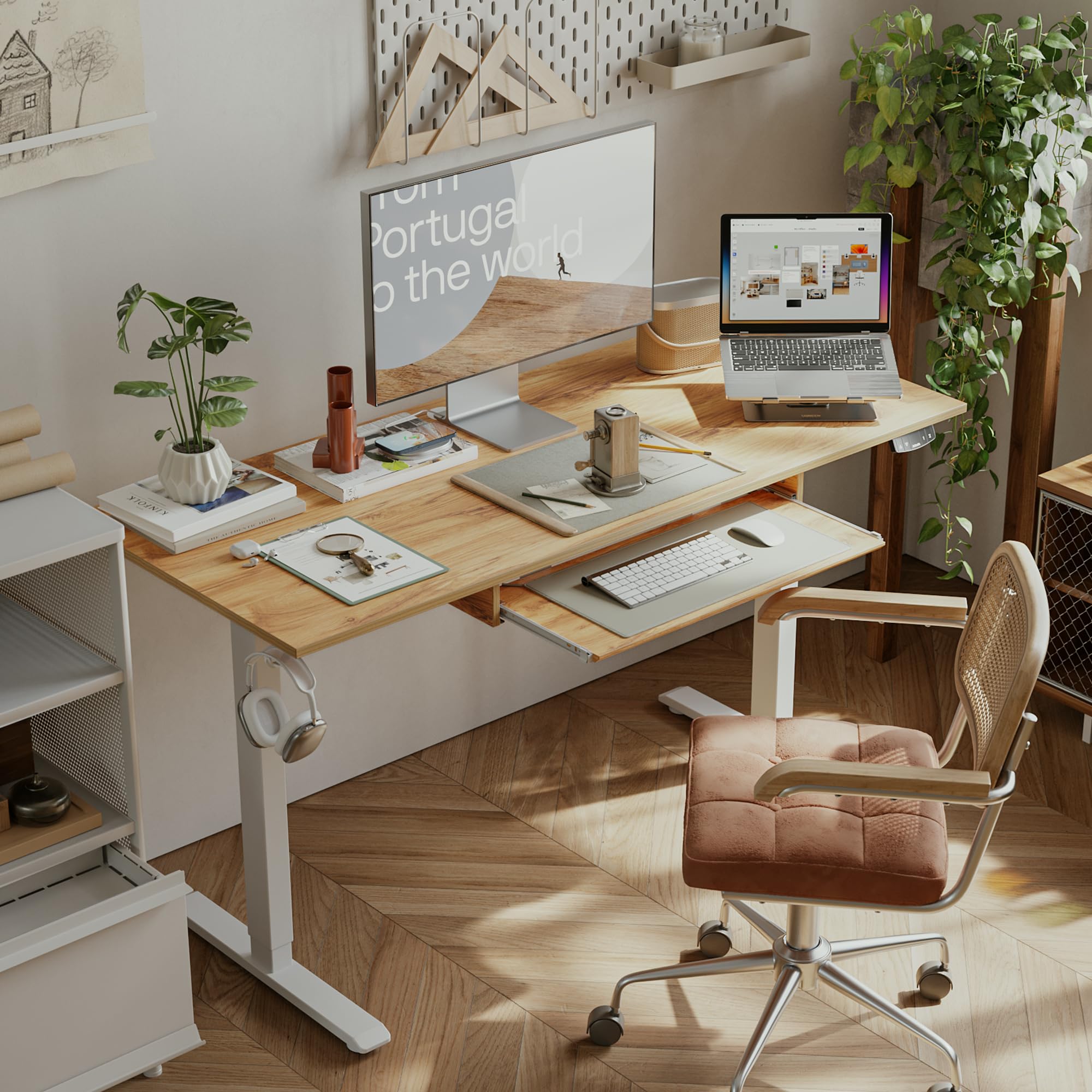 Bureau Électrique Assis-Debout Agilestic 120x60cm - Plateau Clavier, Mémoire, Blanc