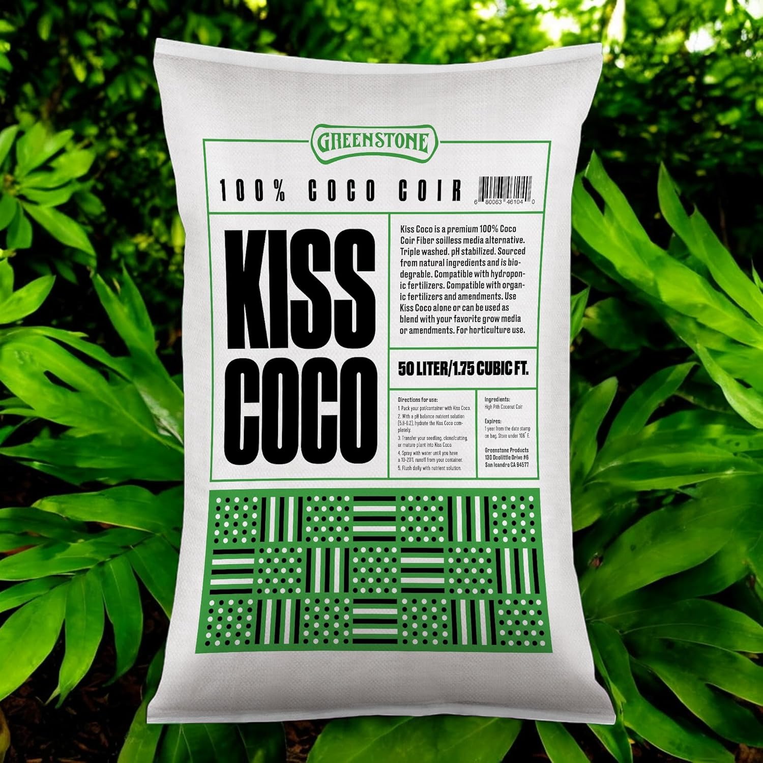 Greenstone Kiss Coco Coir Soil 100% - Low EC, RHP Certified Premium Soilless Media Alternative (50 Liters / 1.77 Cu Ft)