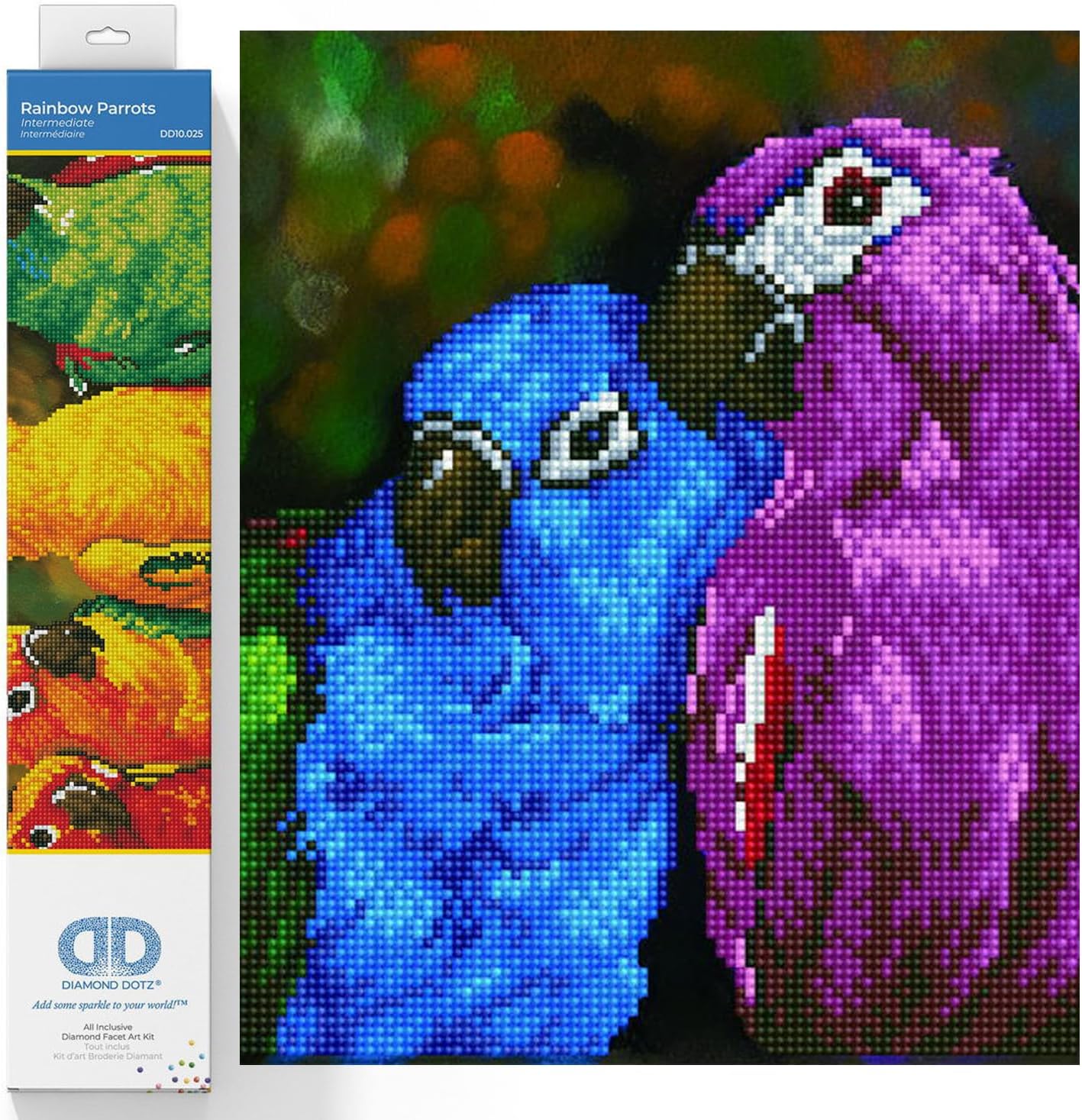 DIAMOND DOTZ Rainbow Parrots Diamond Painting Kits for Adults - Diamond Art Kits a Relaxing Creative Craft Kit with Dotz Gems 11.8x30.3